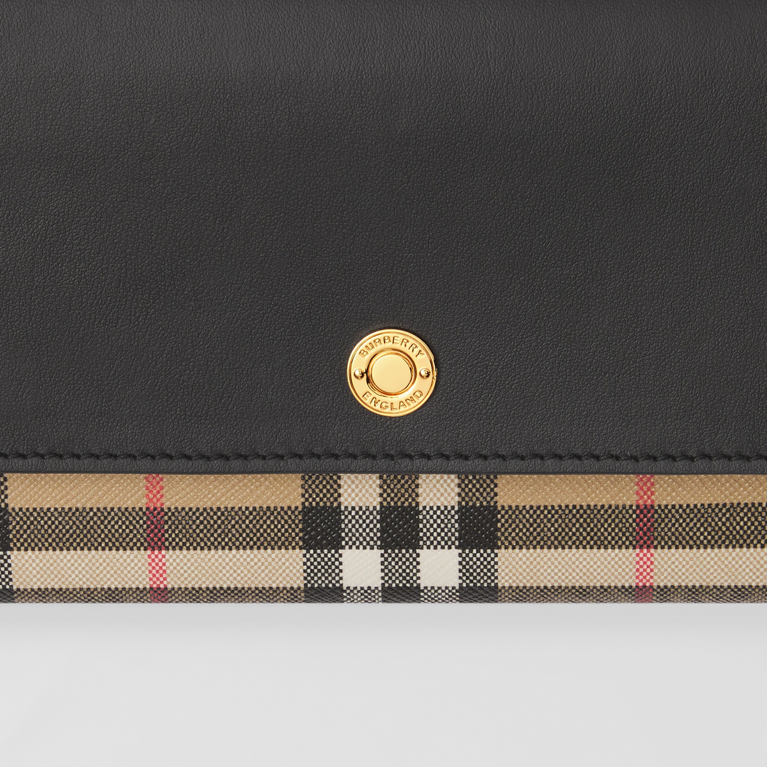 Check and Leather Wallet with Detachable Strap in Archive Beige/black -  Women | Burberry® Official