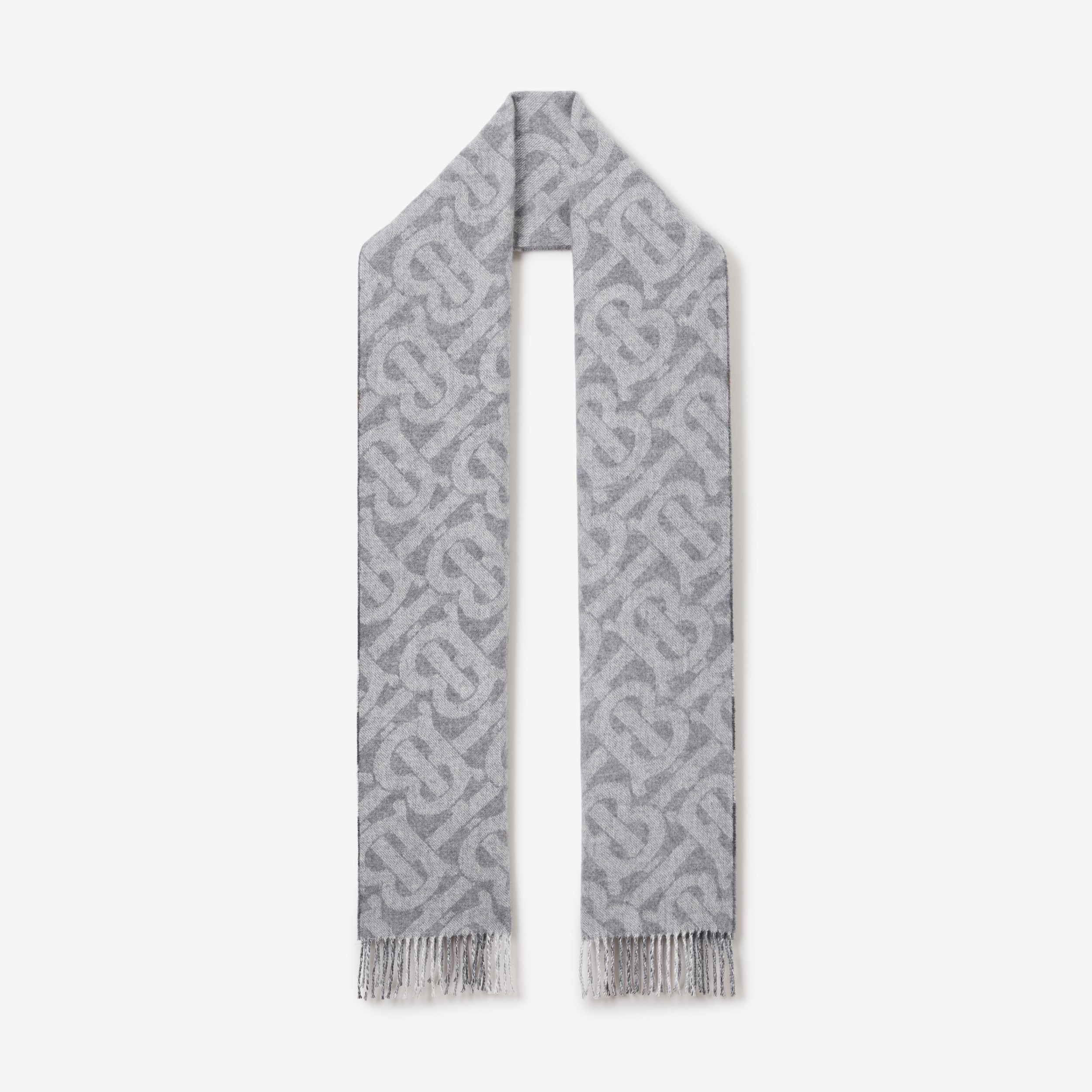 双面两用格纹羊绒围巾 (中调灰色) | Burberry® 博柏利官网 - 1