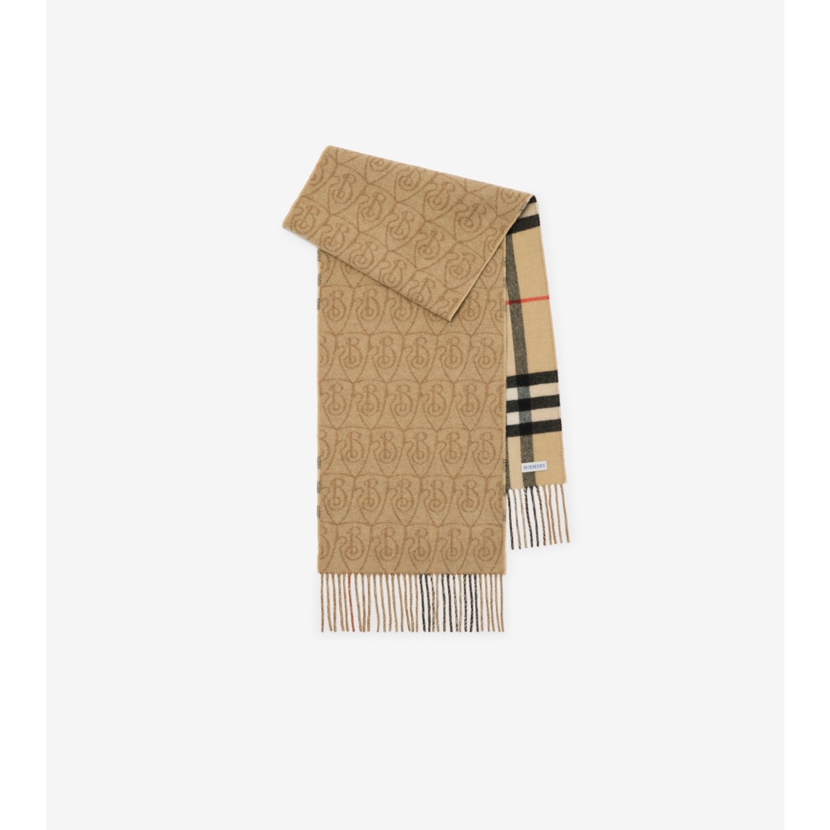Burberry Reversible B Shield Cashmere Scarf In Brown
