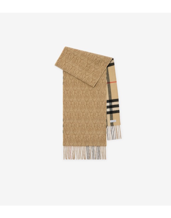 Reversible B Shield Cashmere Scarf