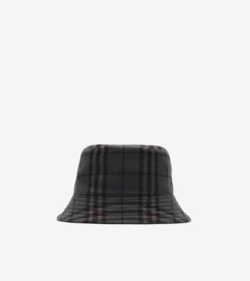 Reversible Check Wool Bucket Hat in Iron grey - Men | Burberry® Official