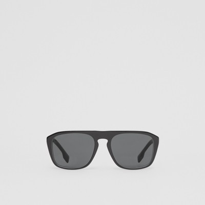 Icon Stripe Detail Square Frame Sunglasses in Black - Men | Burberry®  Official