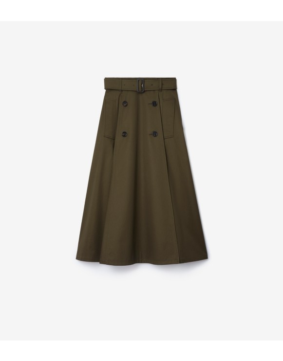 Gabardine Trench Midi Skirt