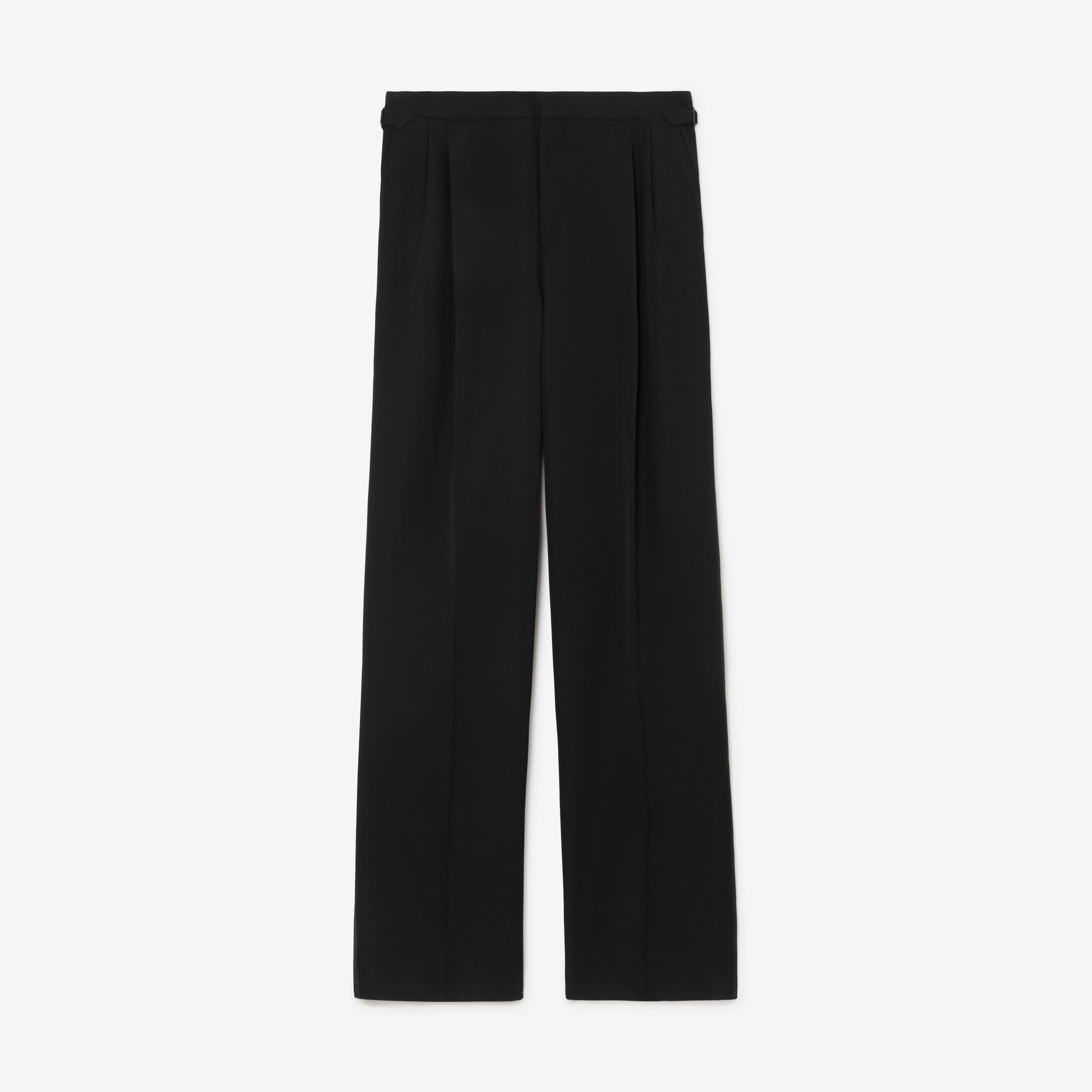 Calças estilo pantalona de lã com listras laterais (Preto) - Homens | Burberry® oficial - 1