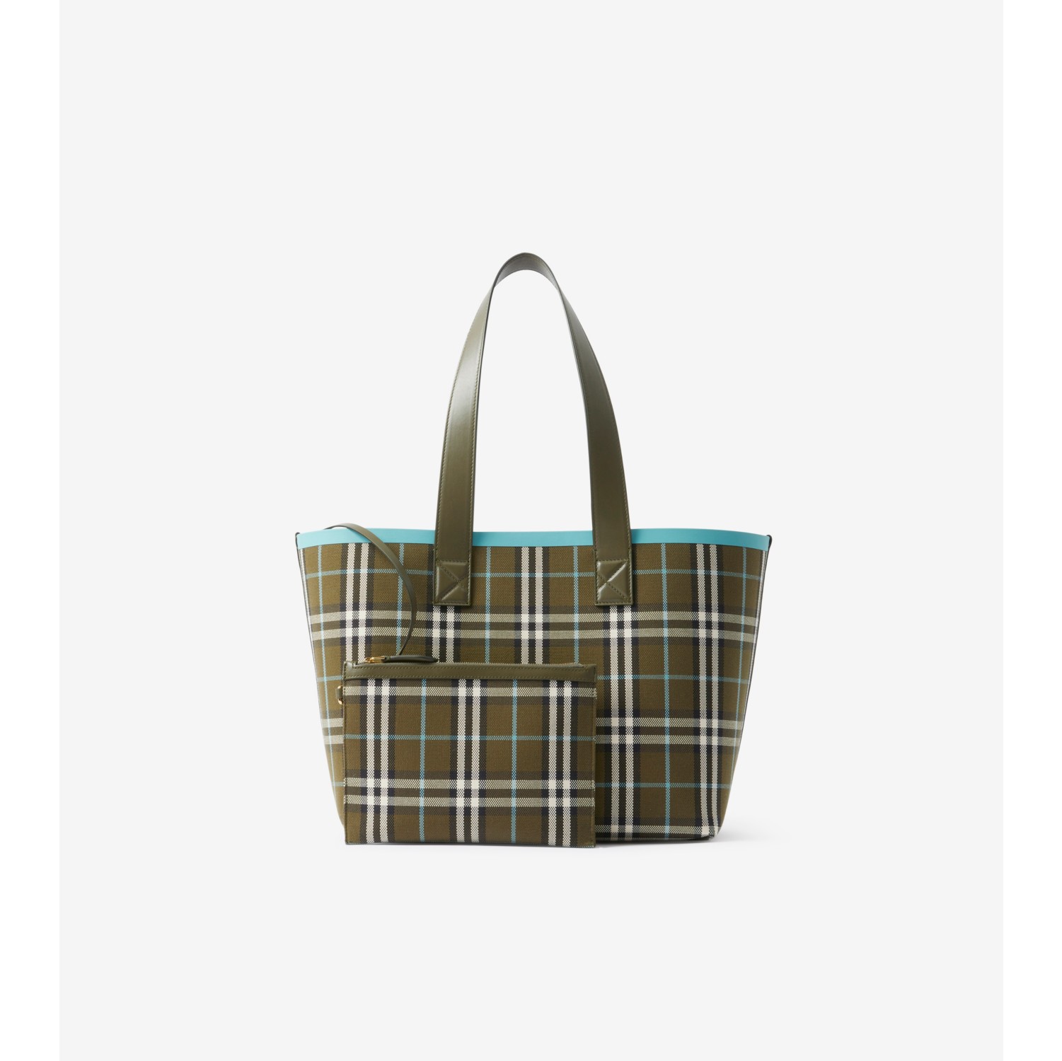 Burberry - Women's Medium London Check Tote Bag - Green - Canvas