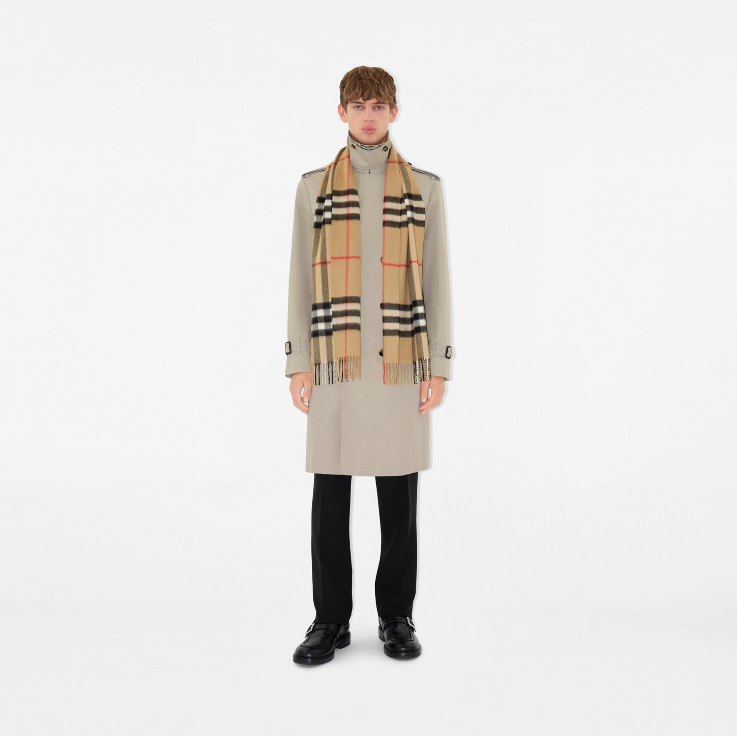 チェック カシミアスカーフ (アーカイブベージュ) | Burberry チェック カシミアスカーフ (アーカイブベージュ) | Burberry