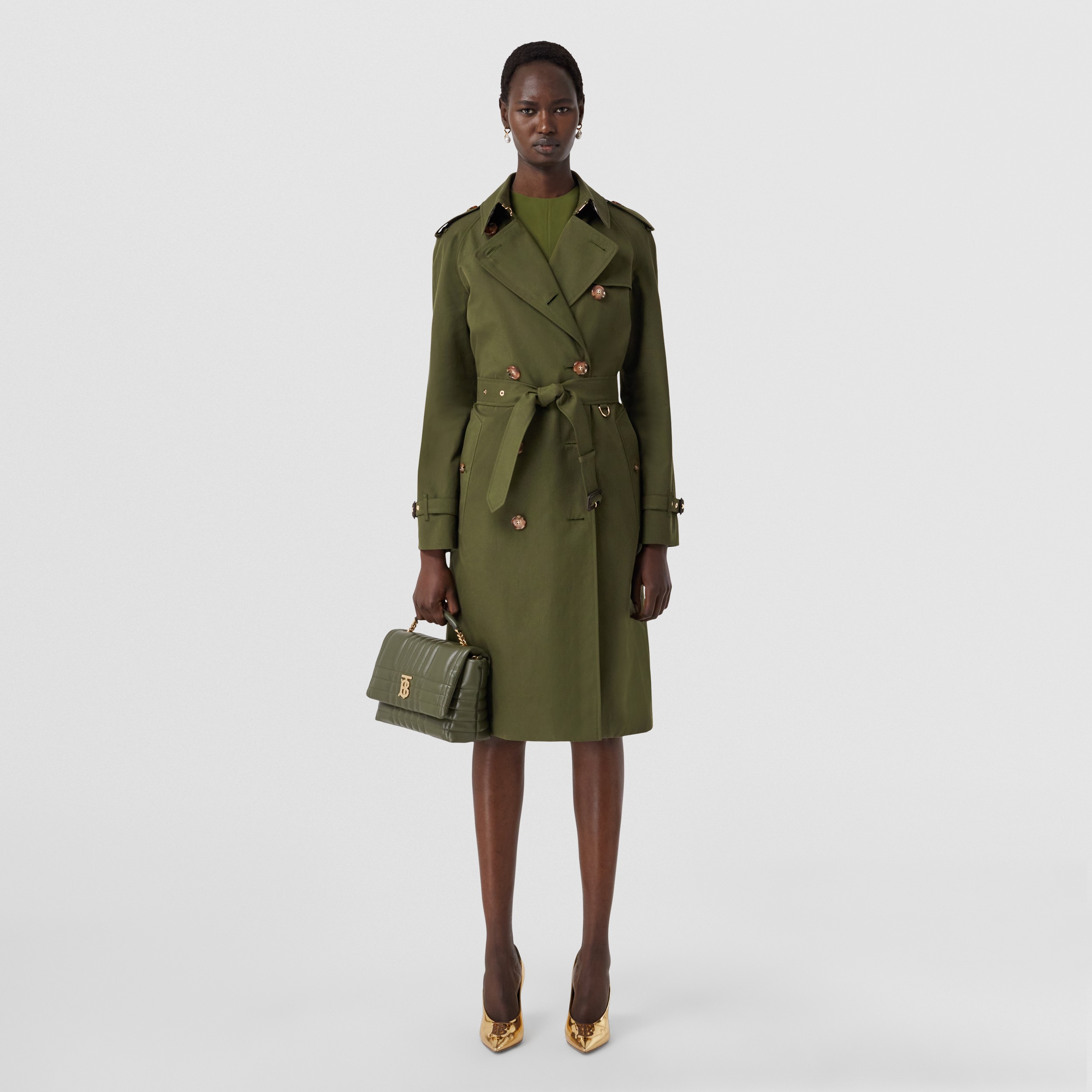 Tropical Gabardine Waterloo Trench Coat in Dark Olive Green - Women | Burberry® Official - 1