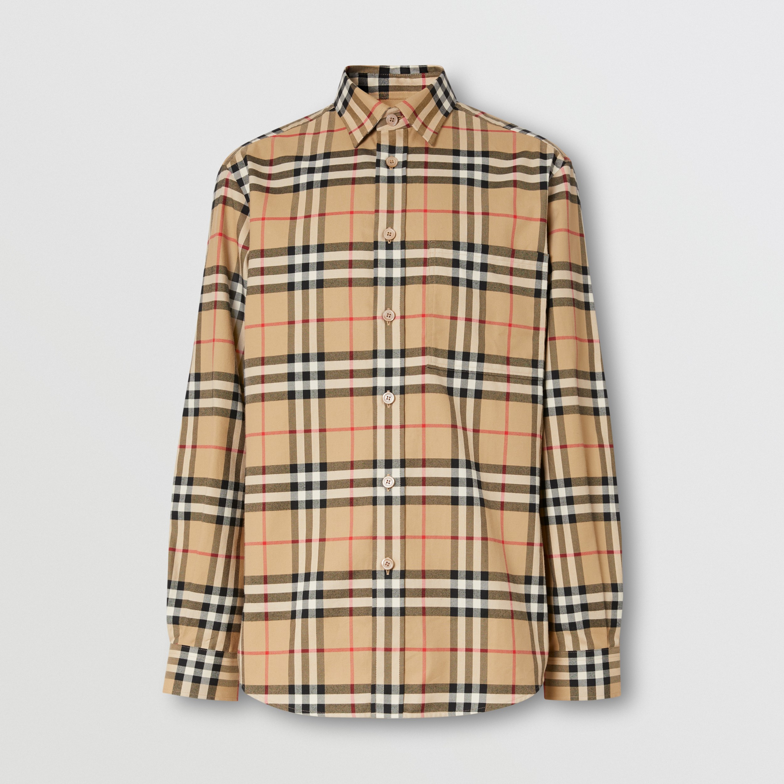 Vintage Check Cotton Flannel Shirt in Archive Beige - Men | Burberry ...