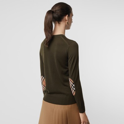 burberry vintage check detail merino wool sweater