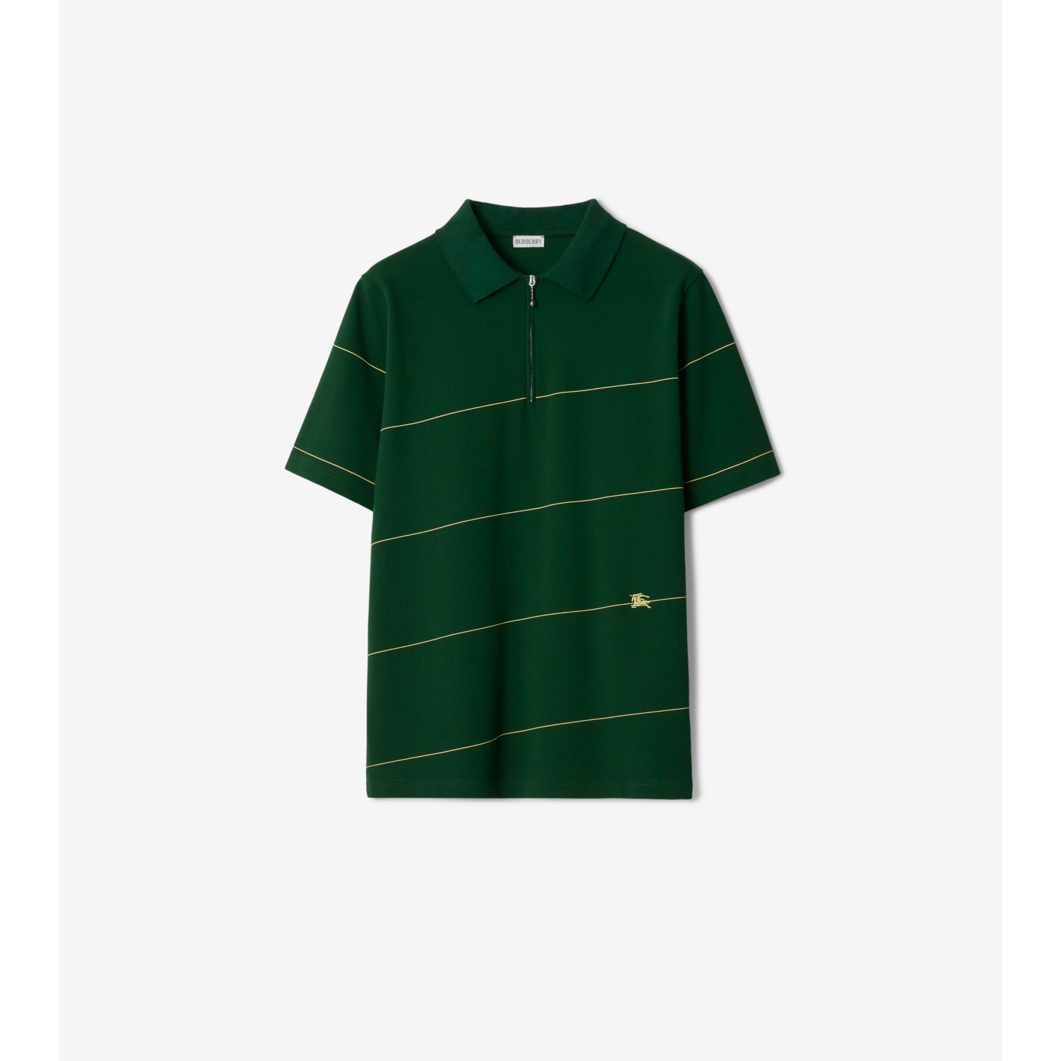 Striped Cotton Polo Shirt in Ivy Men Burberry Official