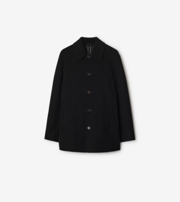 Short Wool Car Coat in Black/snug brown - Men | Burberry® Official