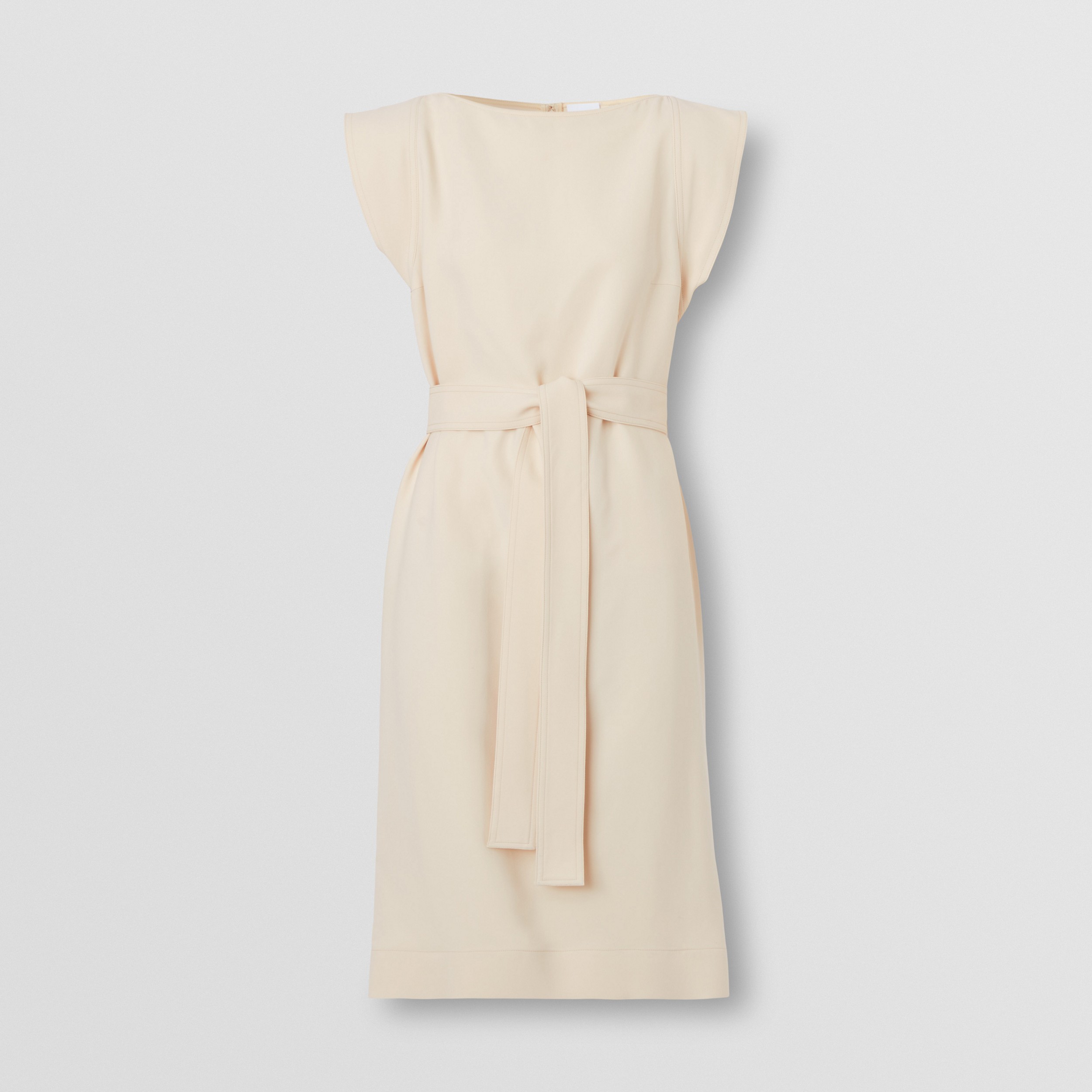 Cap-sleeve Cady Belted Dress in Buttermilk Beige - Women | Burberry® Official - 4