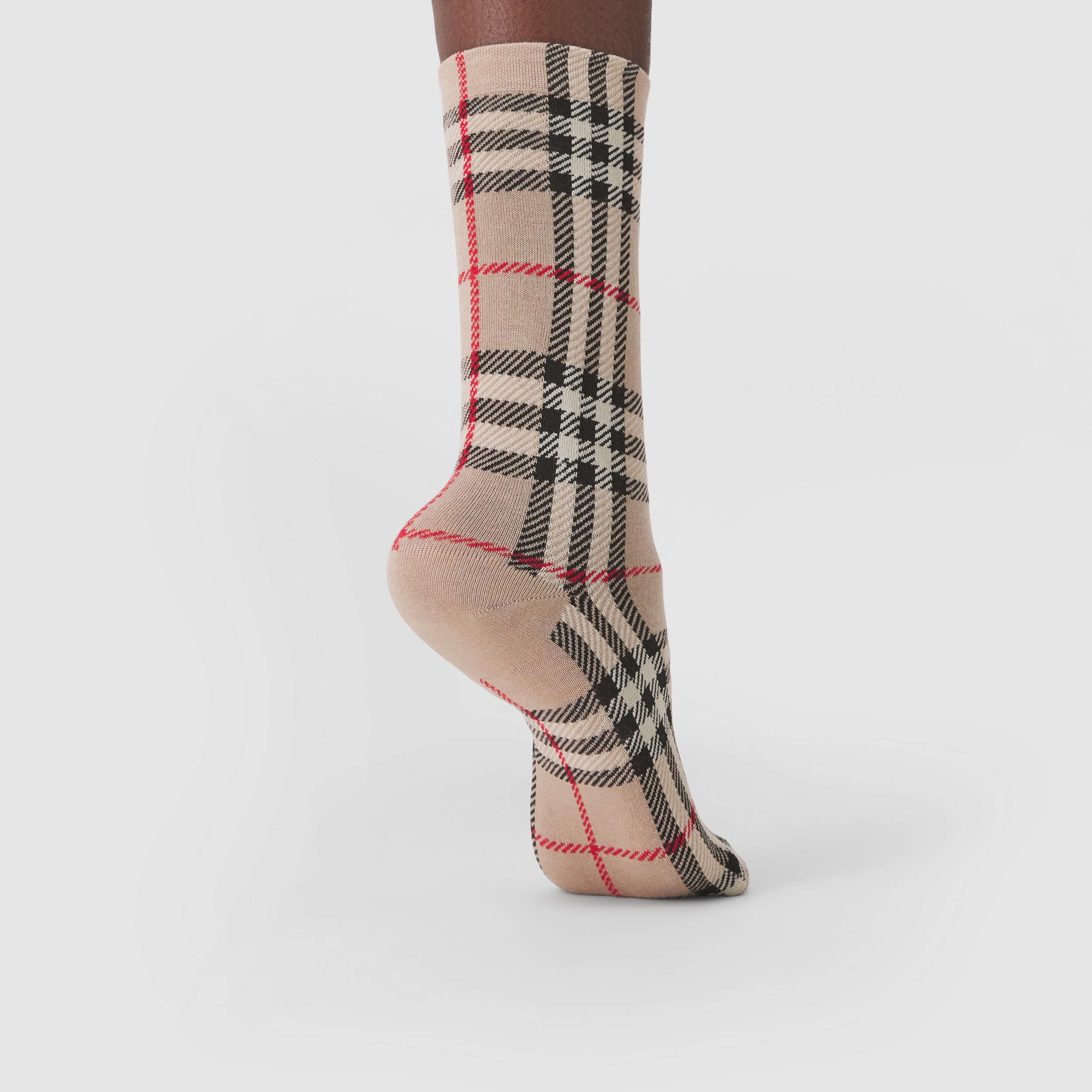 Vintage Check Intarsia Cotton Cashmere Blend Socks in Archive Beige | Burberry® Official - 3
