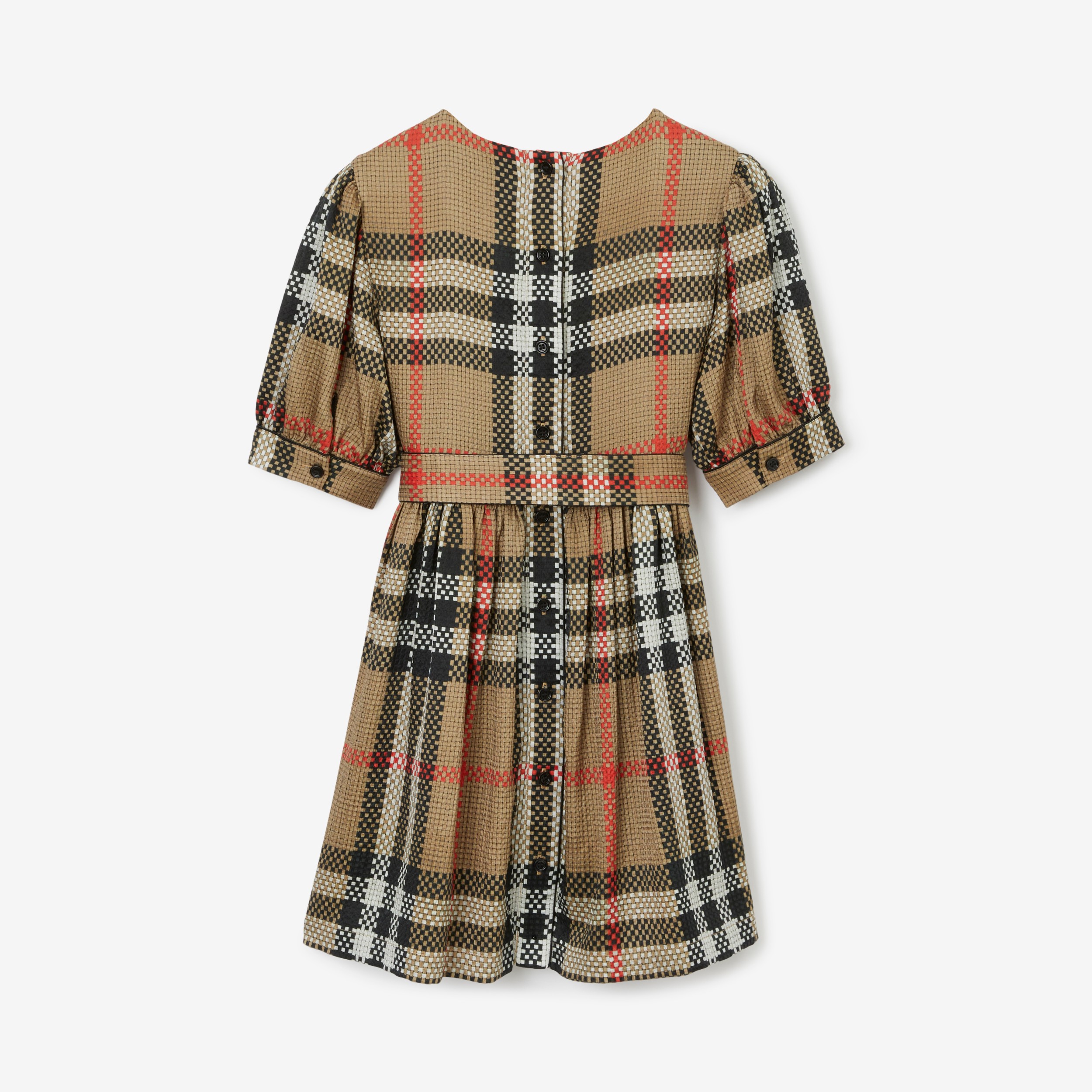 Check Stretch Silk Dress in Archive Beige | Burberry® Official - 2