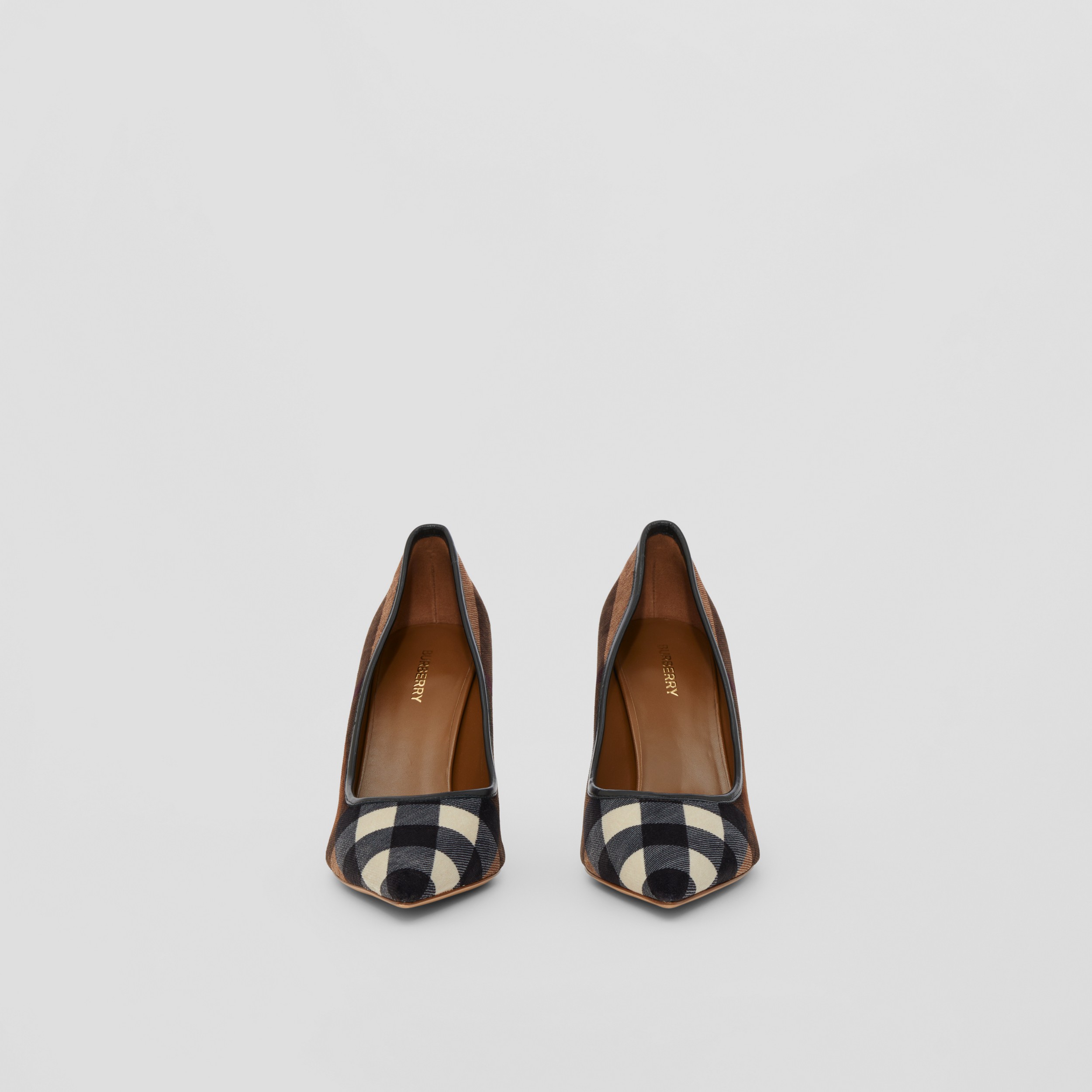 Exaggerated Check Leather Point-toe Pumps in Dark Birch Brown - Women | Burberry® Official - 4