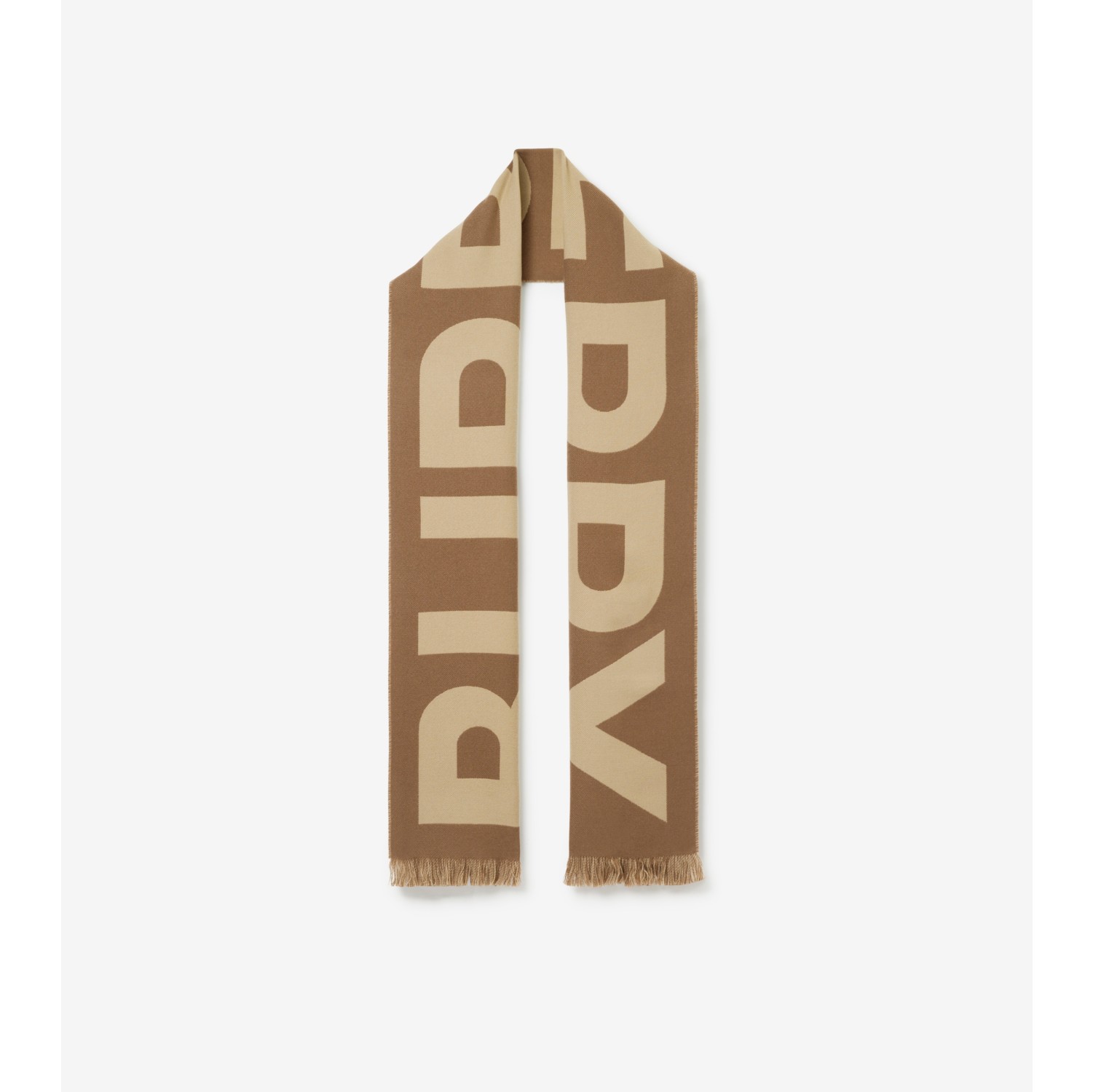 Logo Wool Jacquard Scarf in Birch brown Burberry® Official