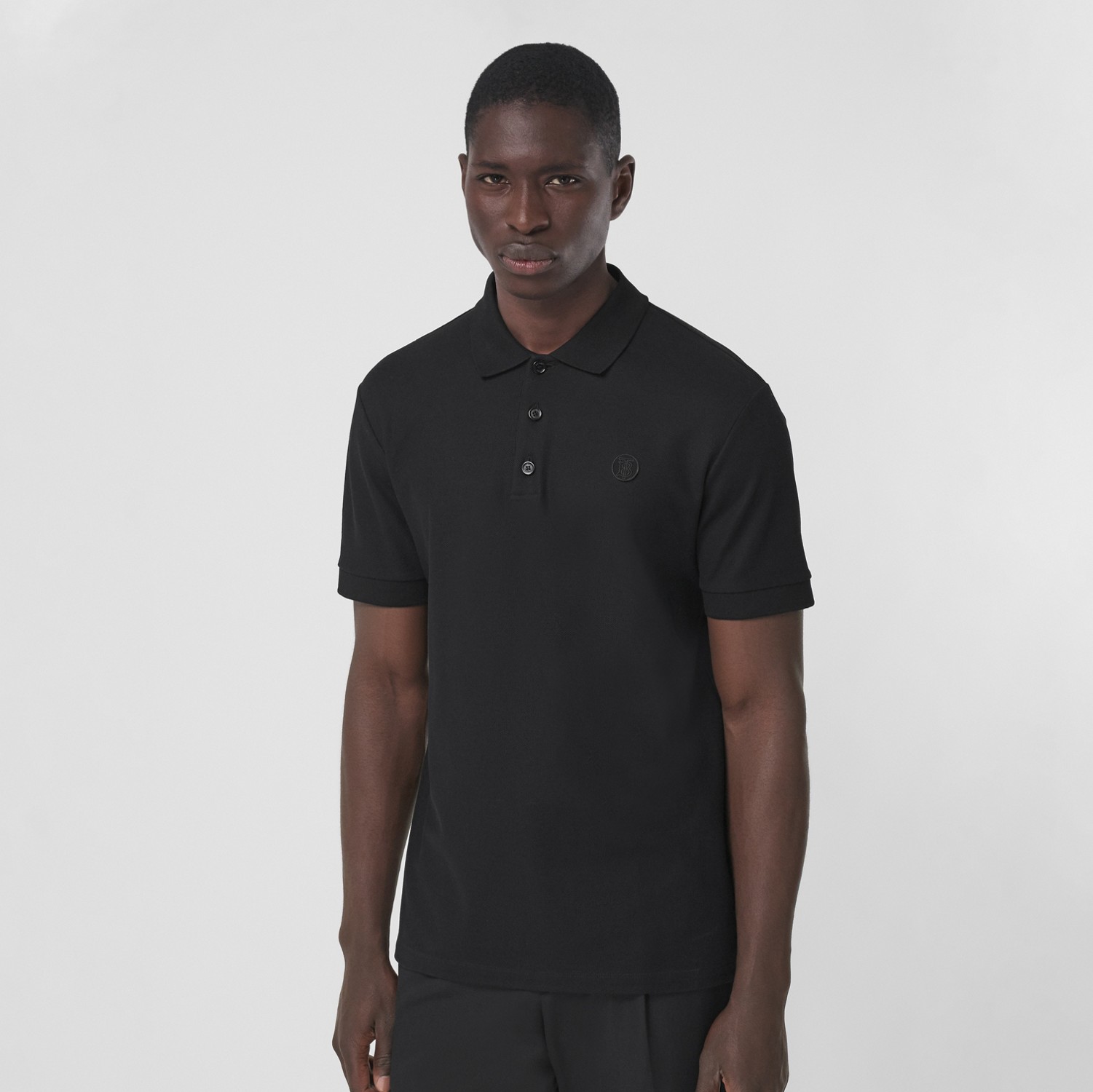 モノグラムモチーフ コットンピケ ポロシャツ (ブラック) - メンズ | Burberry®公式サイト