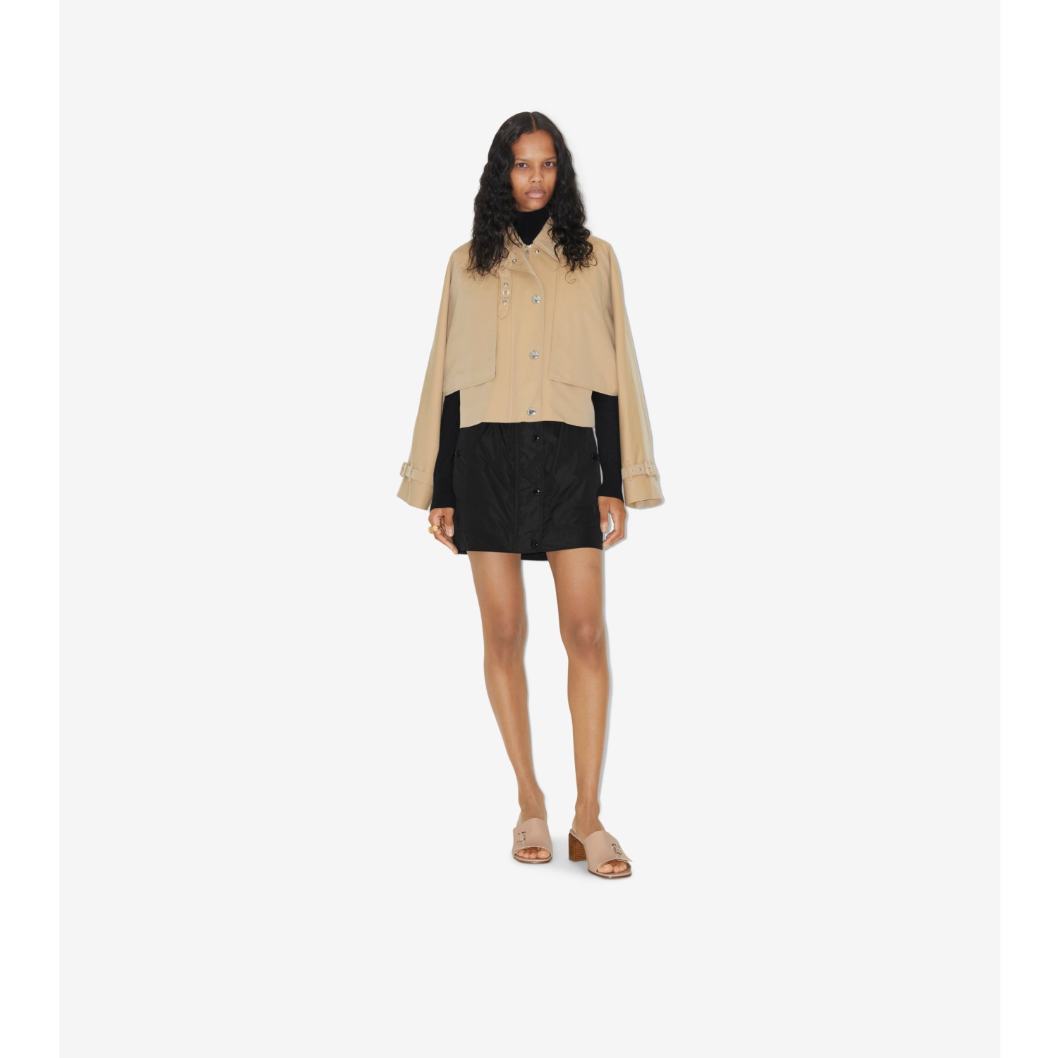Tropical Gabardine Cropped Jacket in Honey - Women | Burberry® Official