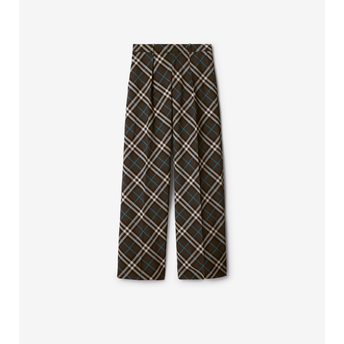 Burberry Brown Check Wool Tailored Cargo Pants In Snug