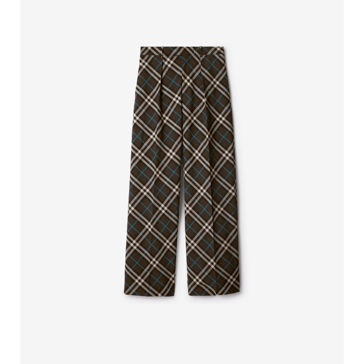 Check Wool Blend Tailored Trousers