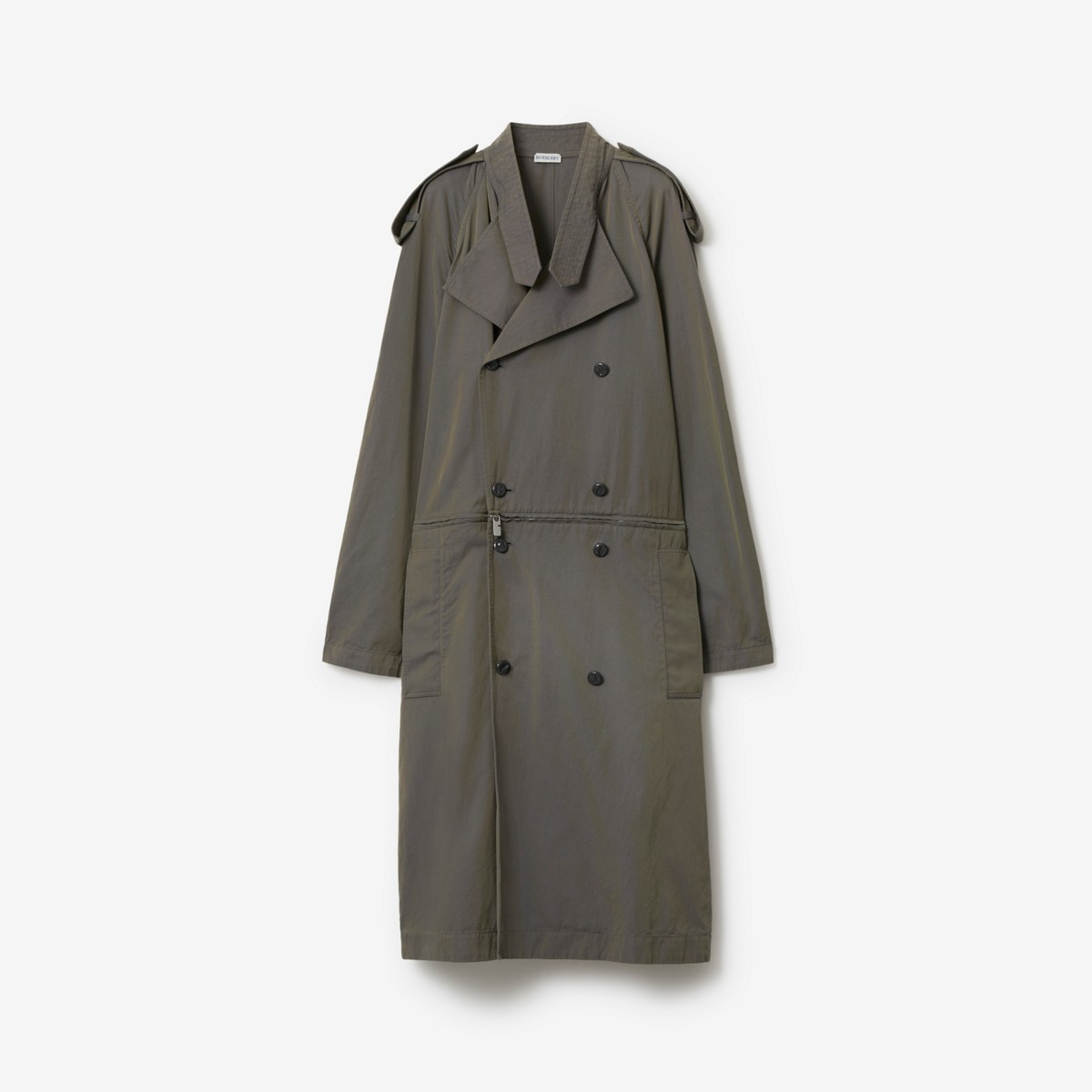 Burberry Cotton-linen Blend Trench Dress In Iron