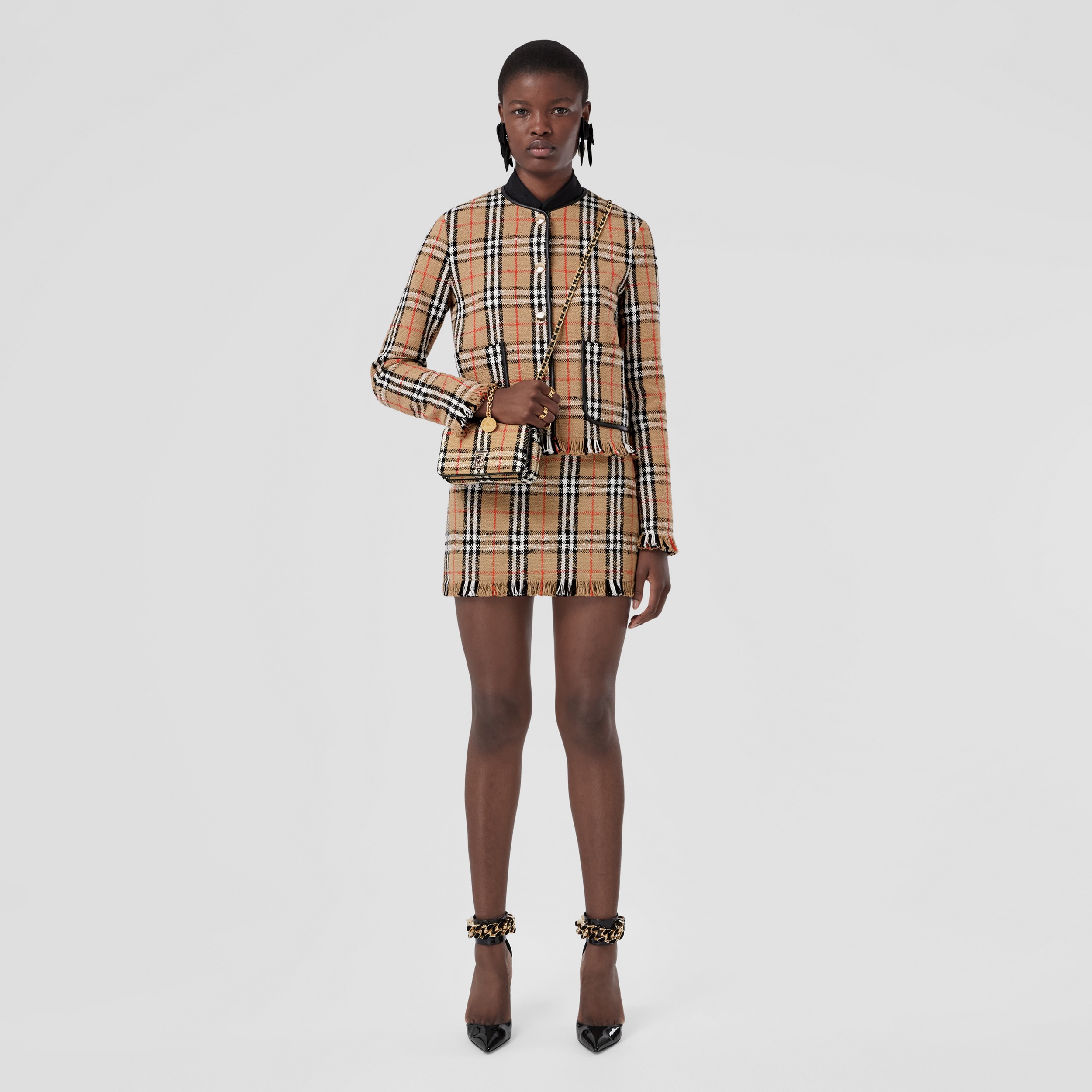 Vintage Check Bouclé Mini Skirt in Archive Beige - Women | Burberry® Official - 1