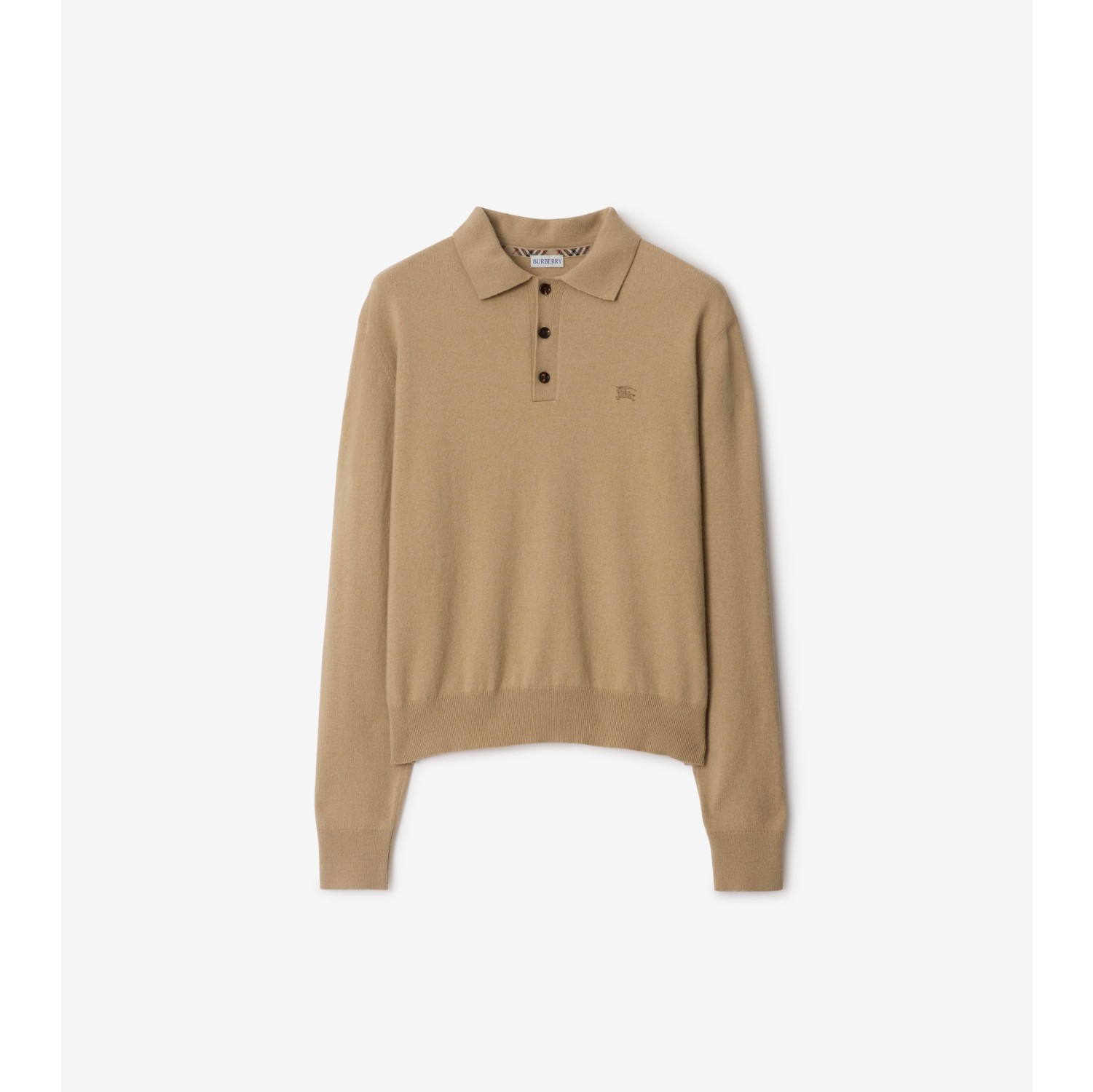 Polo a maniche lunghe in misto cashmere