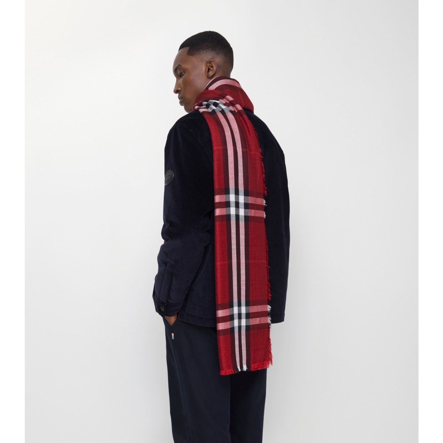 Reversible Check Wool Silk Scarf