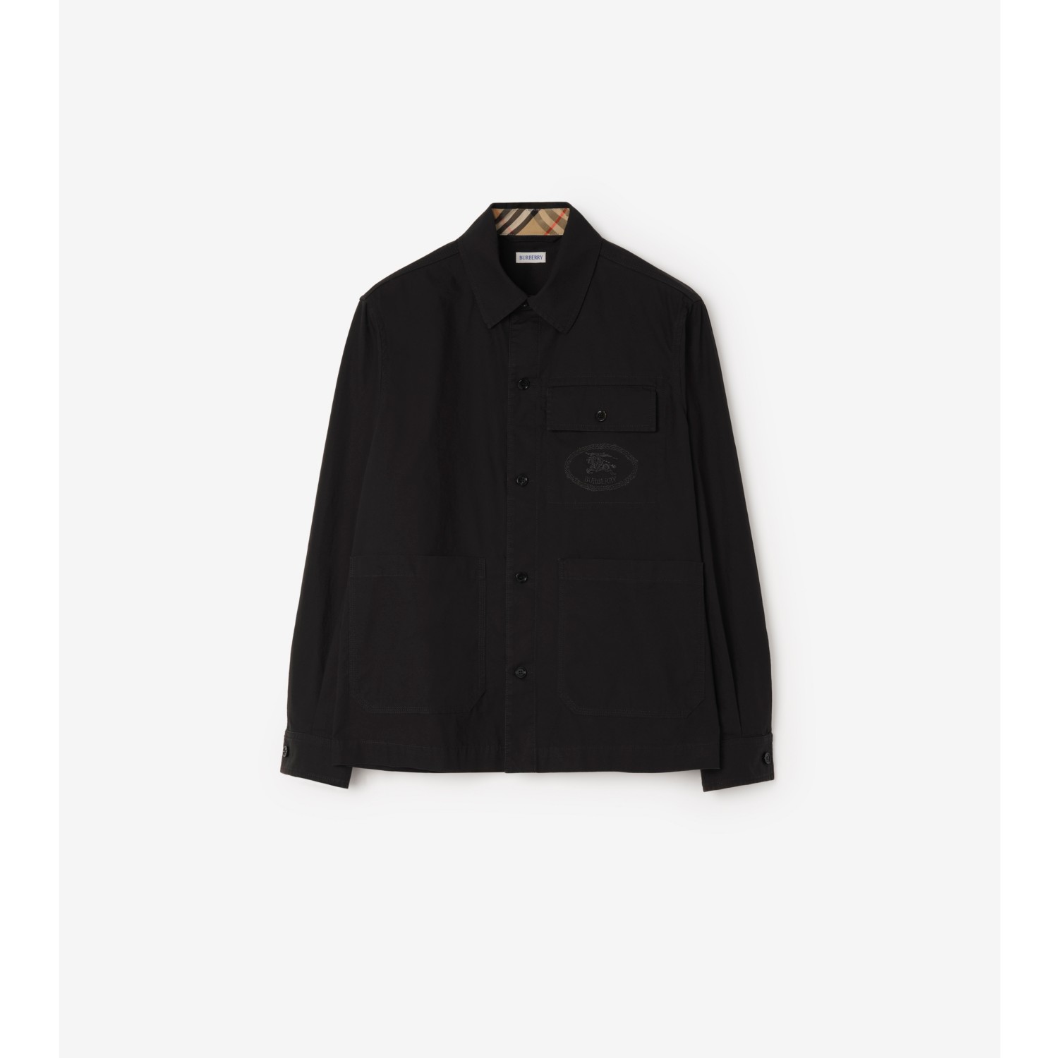 コットンオーバーシャツ (ブラック) - メンズ | Burberry®公式サイト