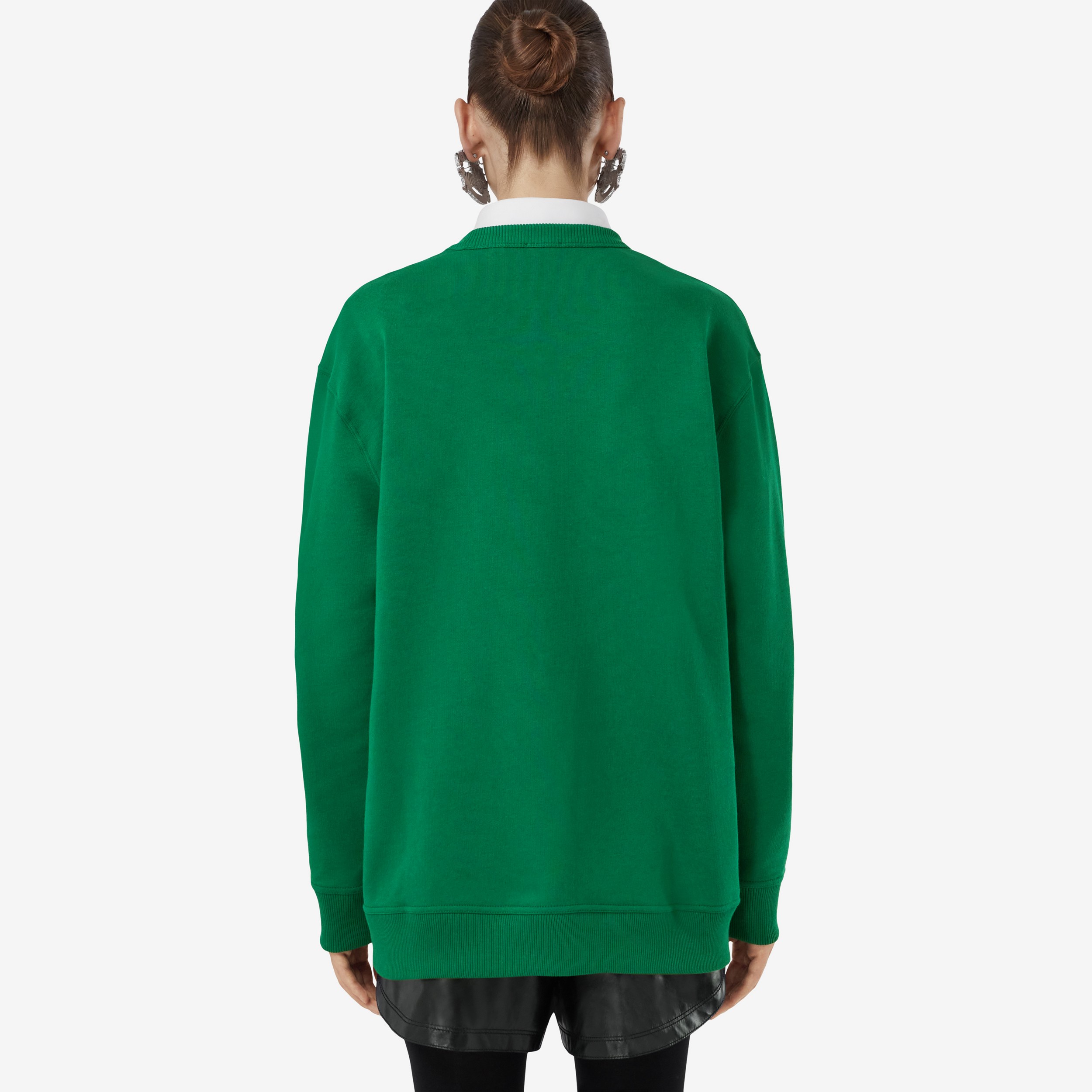 Sudadera oversize en algodón con motivo universitario (Verde Pino Fuerte) - Mujer | Burberry® oficial - 3