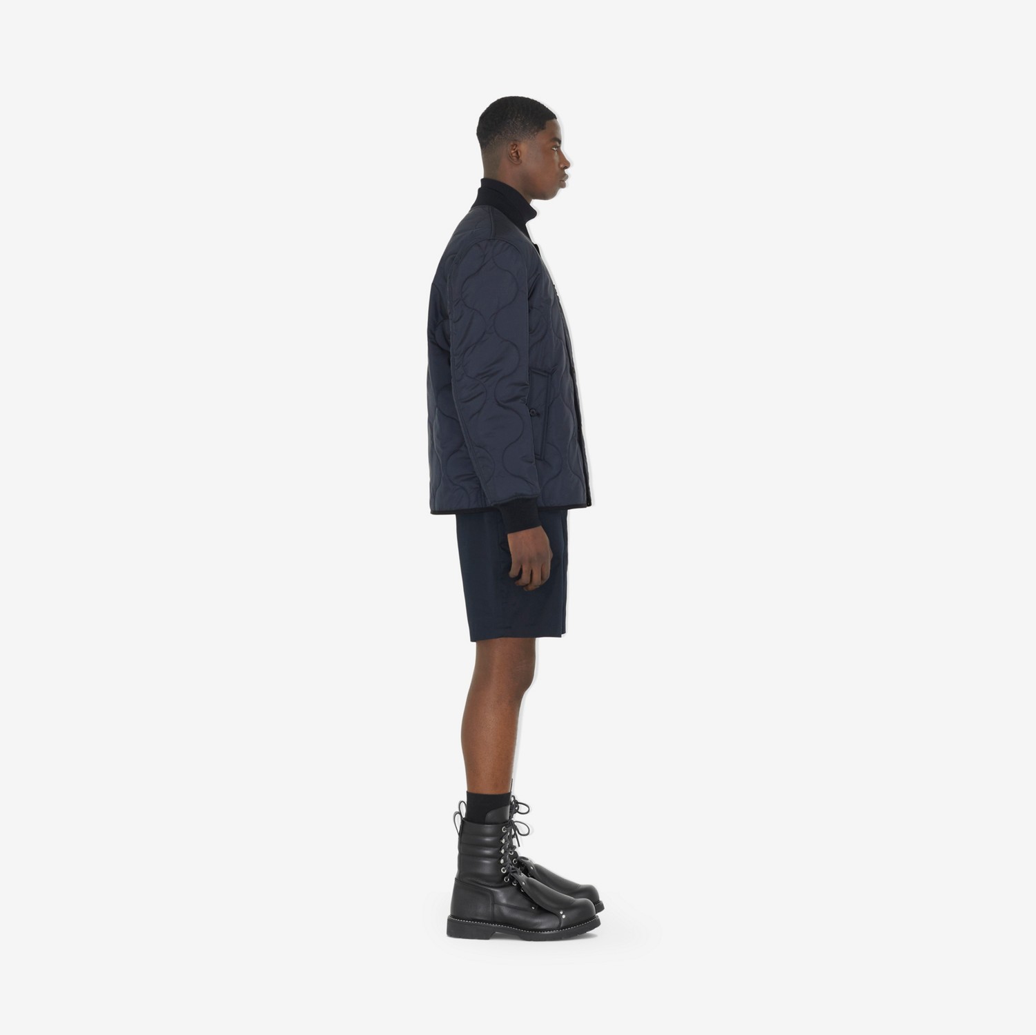 Monogram Motif Stretch Cotton Shorts in Coal Blue - Men | Burberry® Official