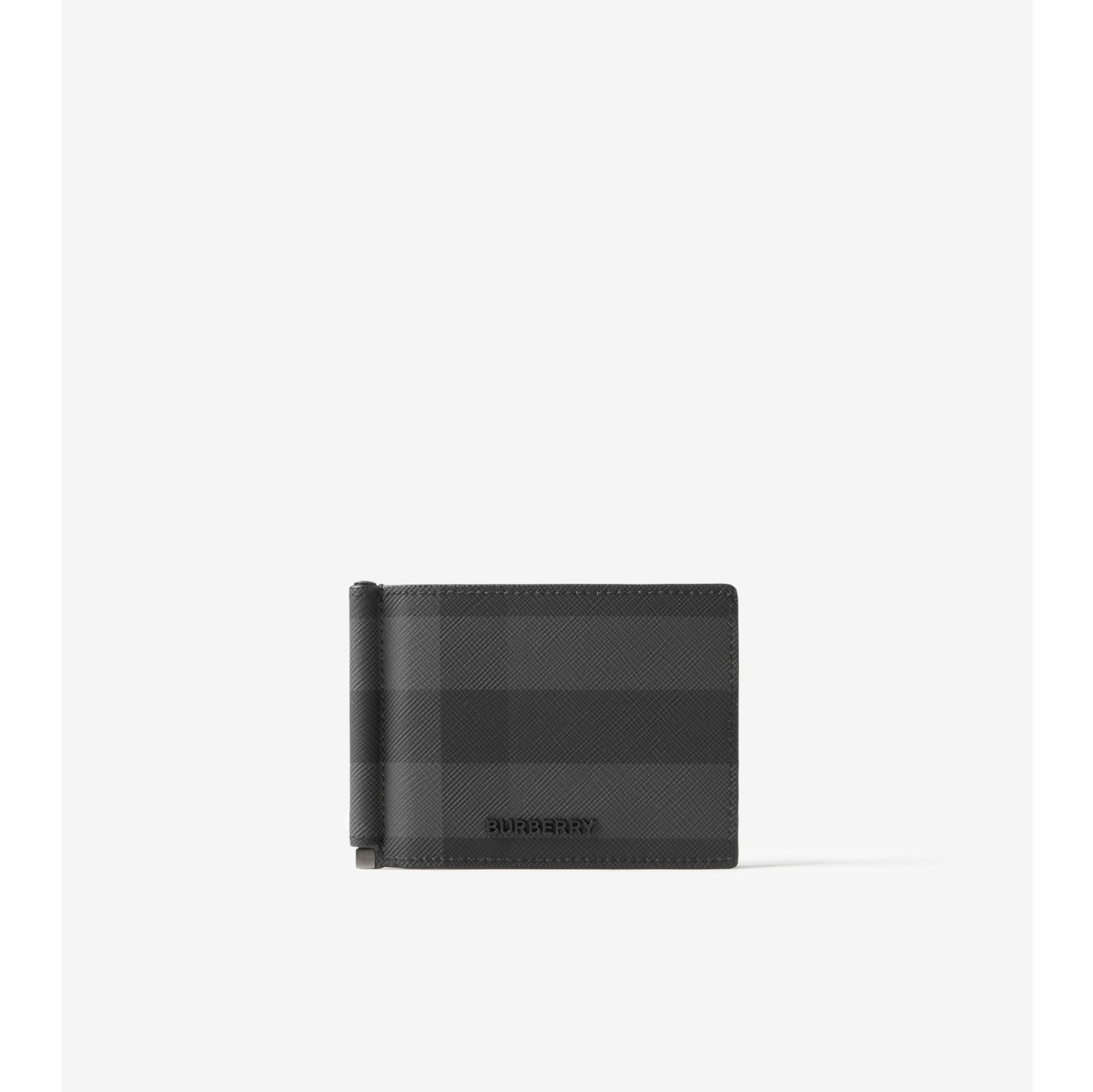 Burberry House Check Leather money, Clip Card Case in black