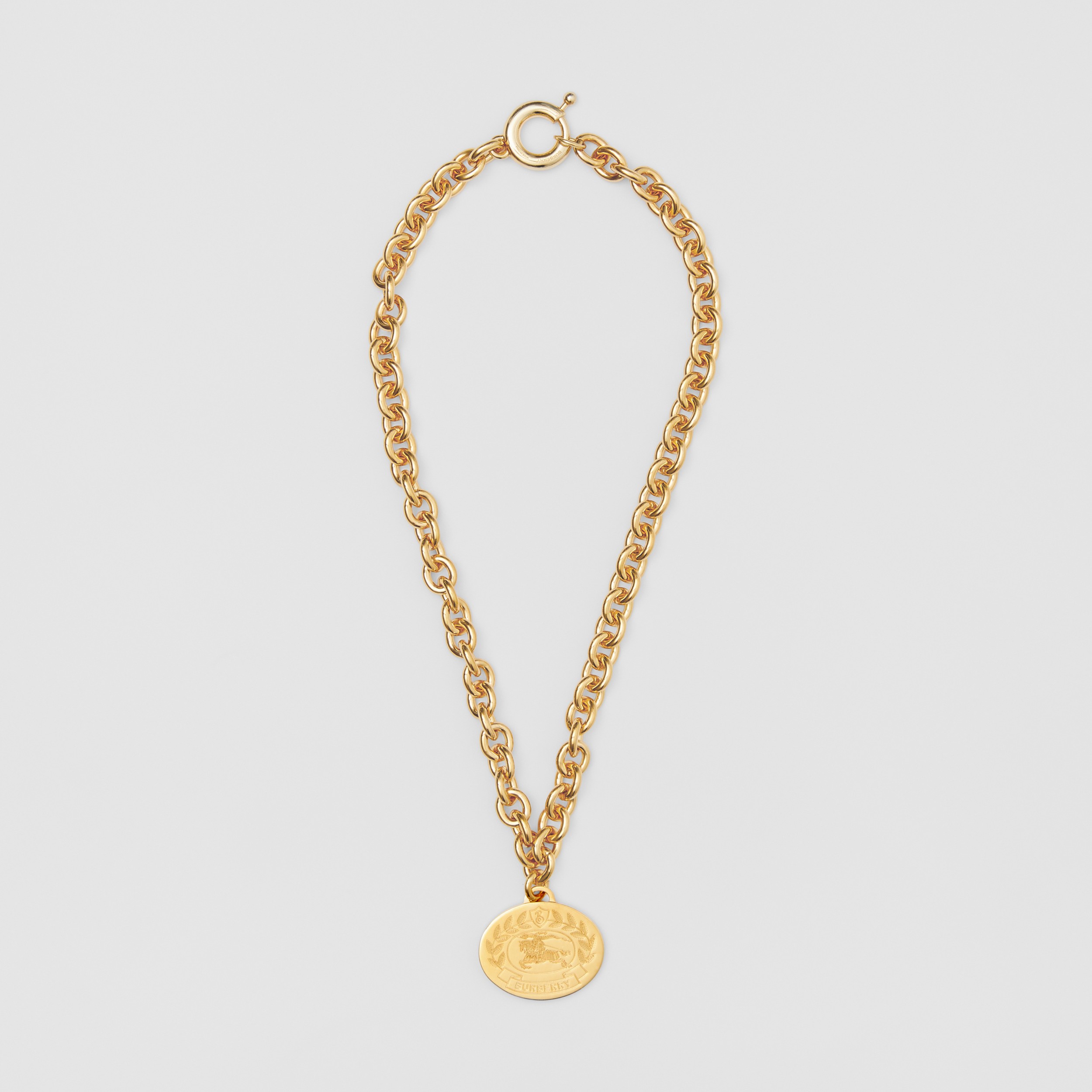 Collar de eslabones chapados en oro con emblema Equestrian Knight grabado (Dorado Claro) - Mujer | Burberry® oficial - 1