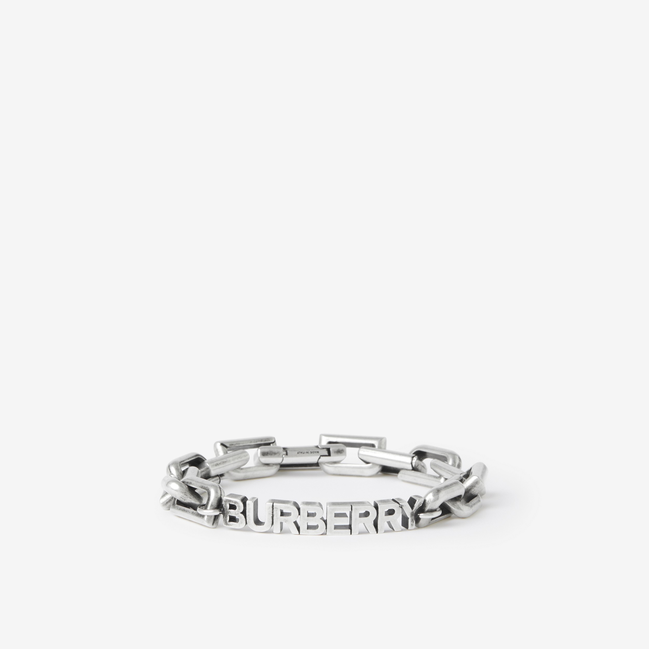Logo Detail Palladium-plated Chain-link Bracelet in Aged Silver - Men | Burberry® Official - 1