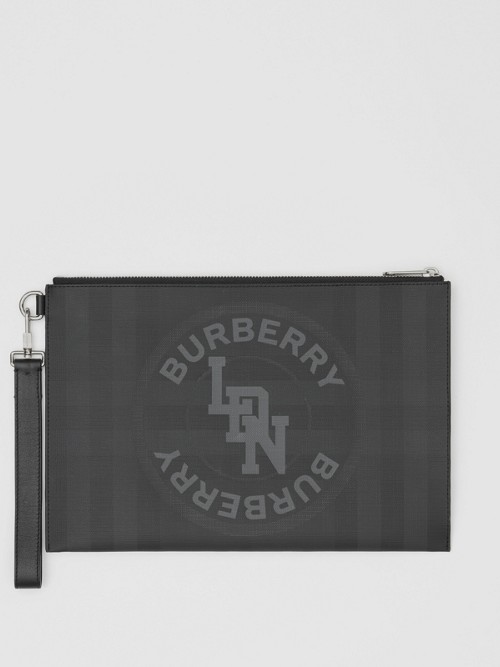 BURBERRY Logo Graphic London Check Zip Pouch