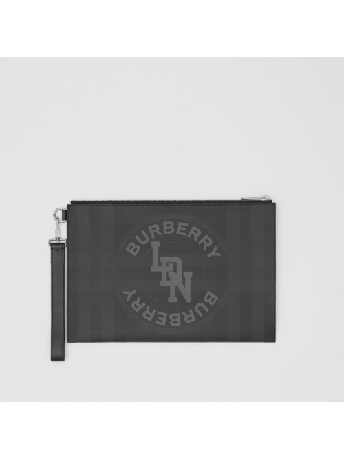 BURBERRY Logo Graphic London Check Zip Pouch