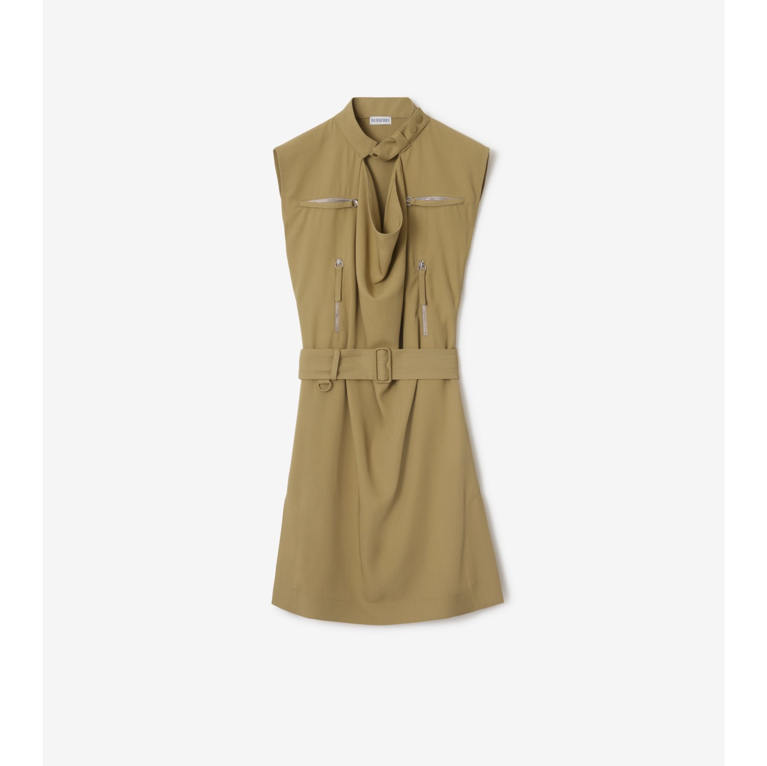 Silk Dress in Hunter Women Burberry Official