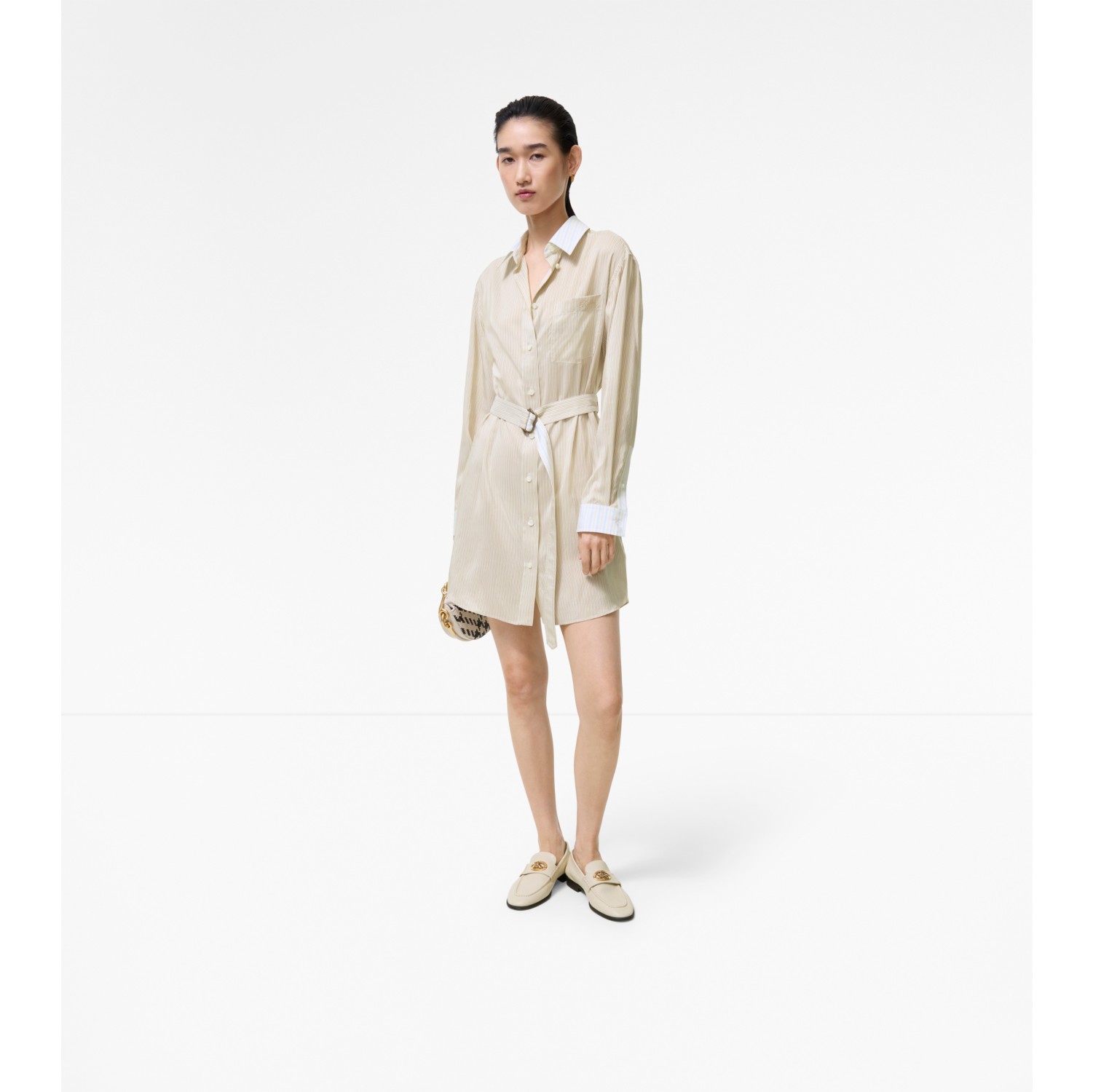 Striped Silk Poplin Shirt Dress