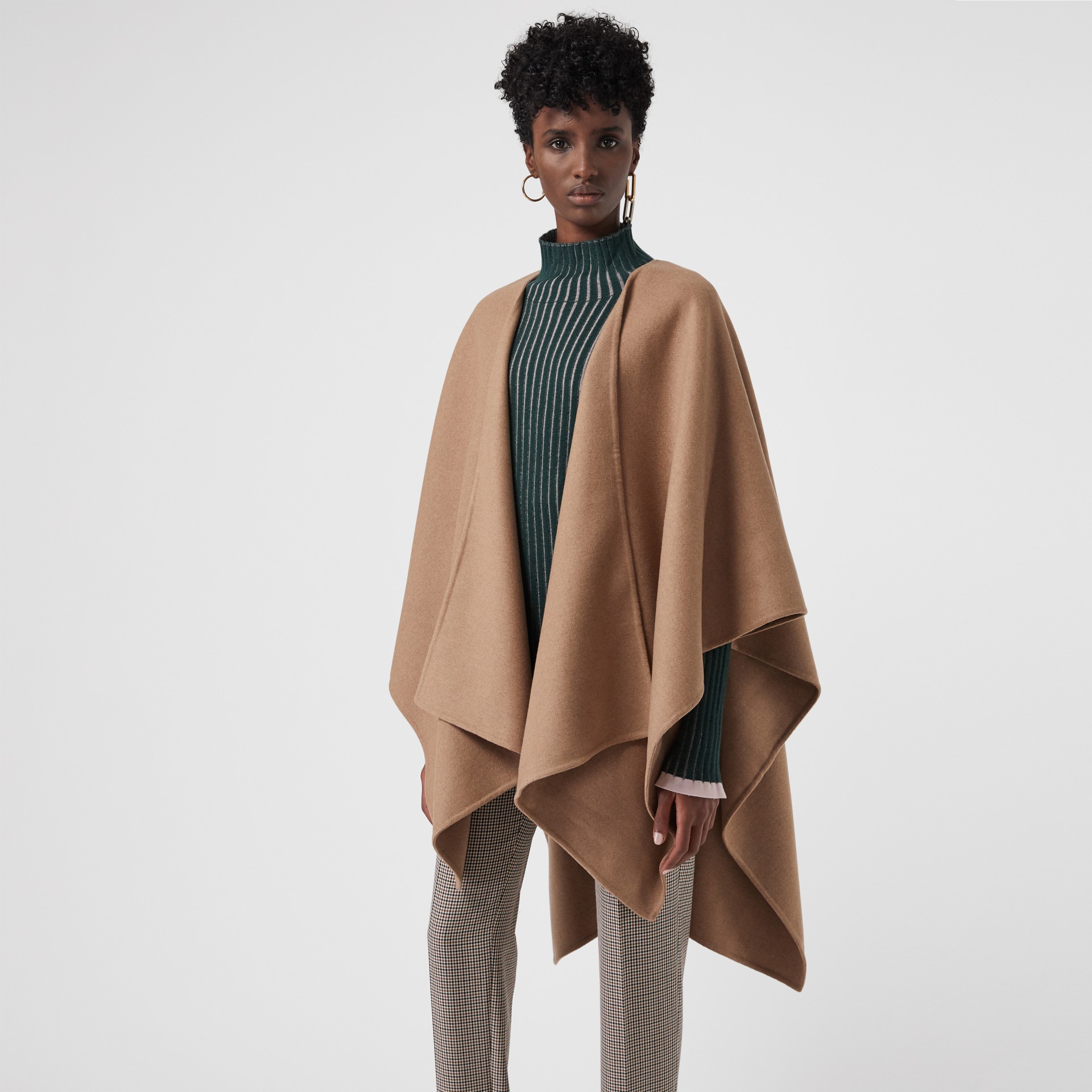 Embroidered Skyline Cashmere Poncho in Camel - Women | Burberry United ...