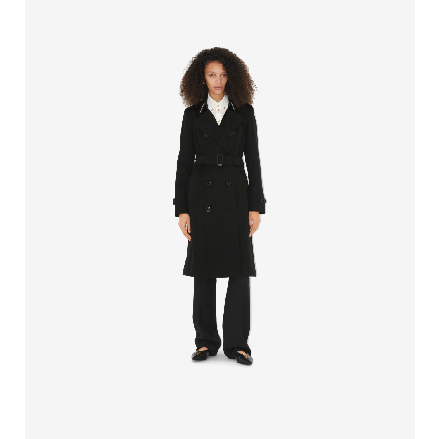 Womens black burberry trench hot sale coat