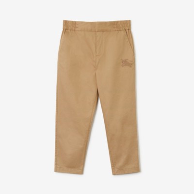 Burberry Childrens Ekd Motif Cotton Twill Trousers In Archive Beige