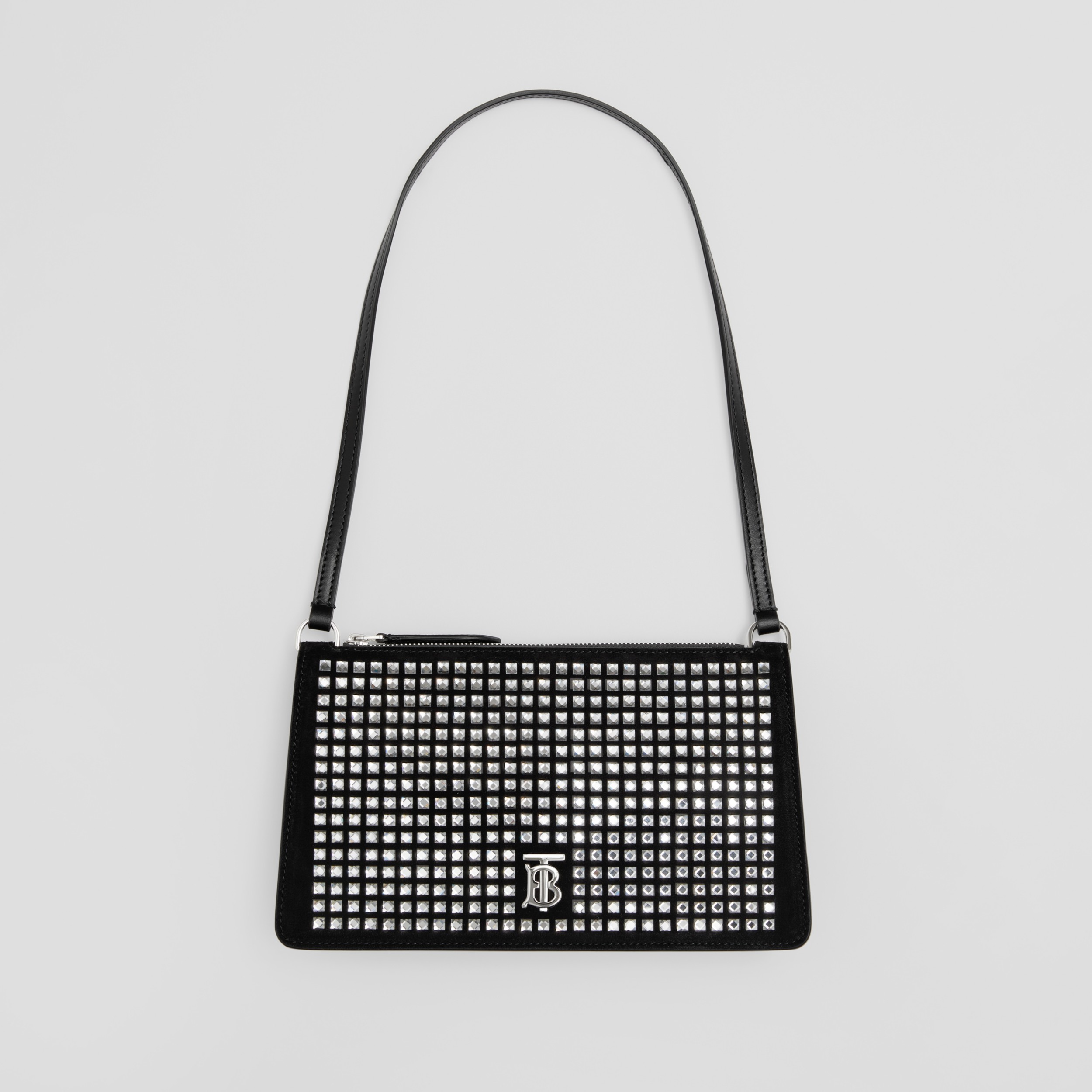 Bolsa pouch de ombro TB de camurça com cristais - Mini (Preto) - Mulheres | Burberry® oficial - 3