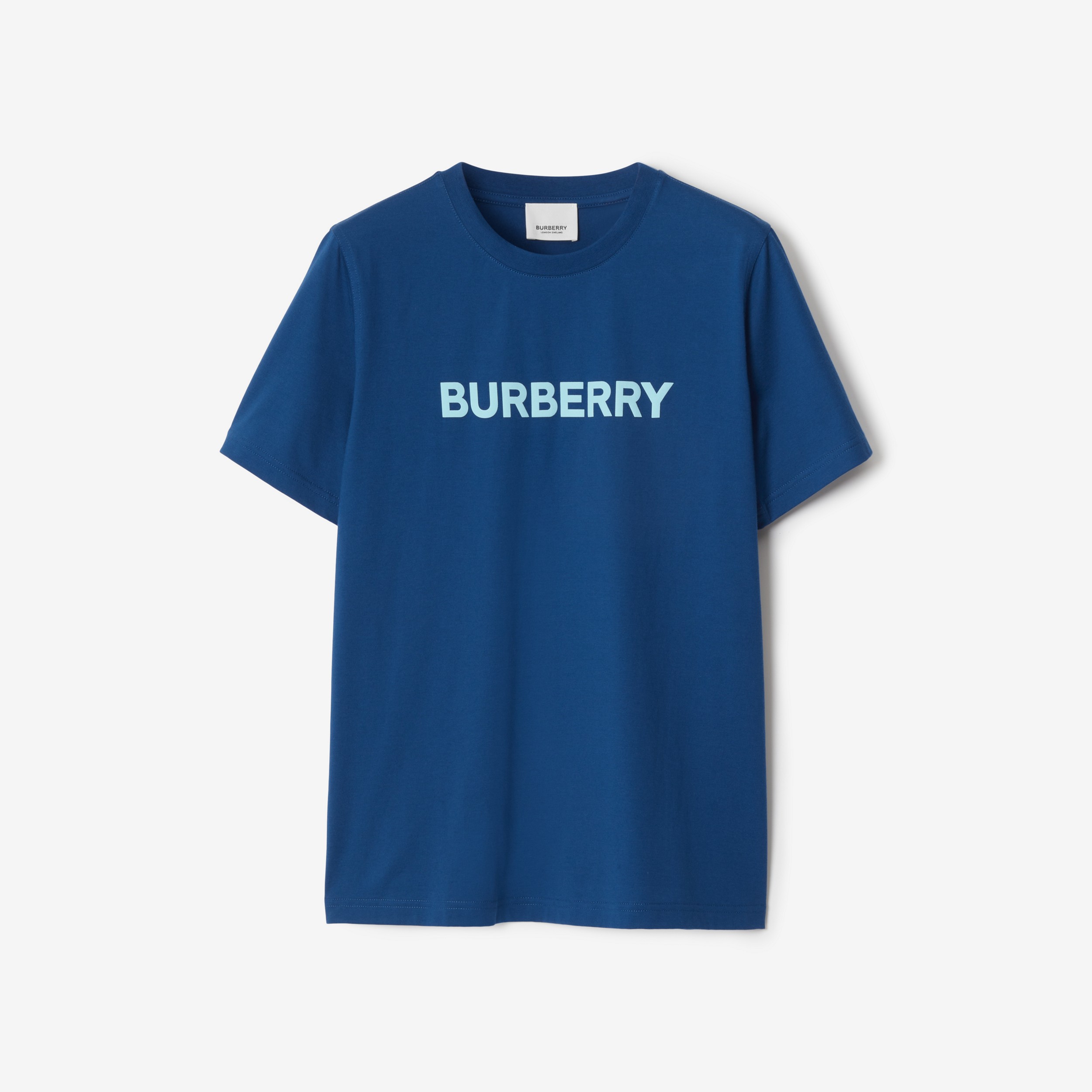 Camiseta de algodão com estampa de logotipo (Azul Marinho Enriquecido) - Mulheres | Burberry® oficial - 1
