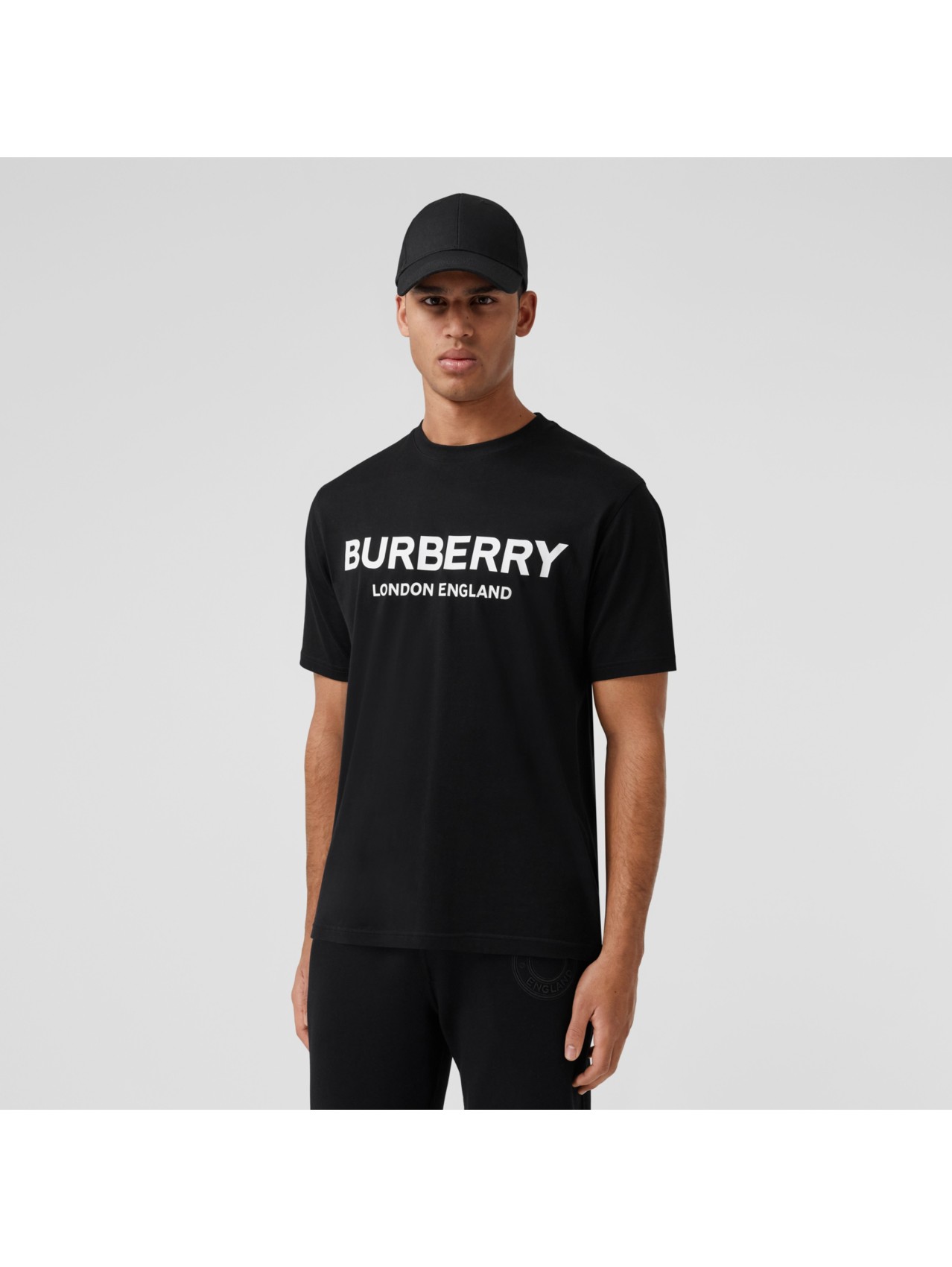 Logo Print Cotton T-shirt in Black - Men | Burberry® Official