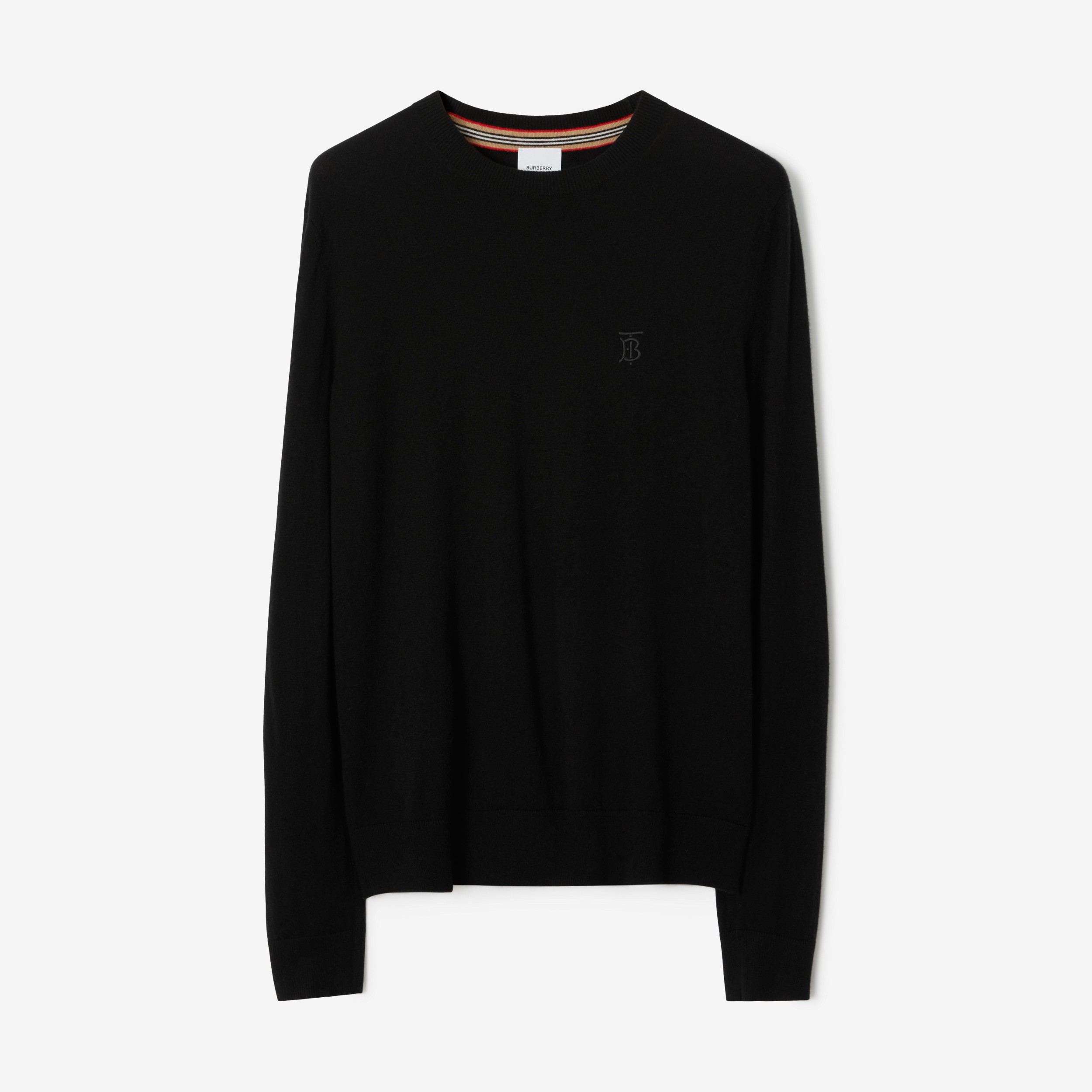Suéter de cashmere com monograma (Preto) - Homens | Burberry® oficial - 1