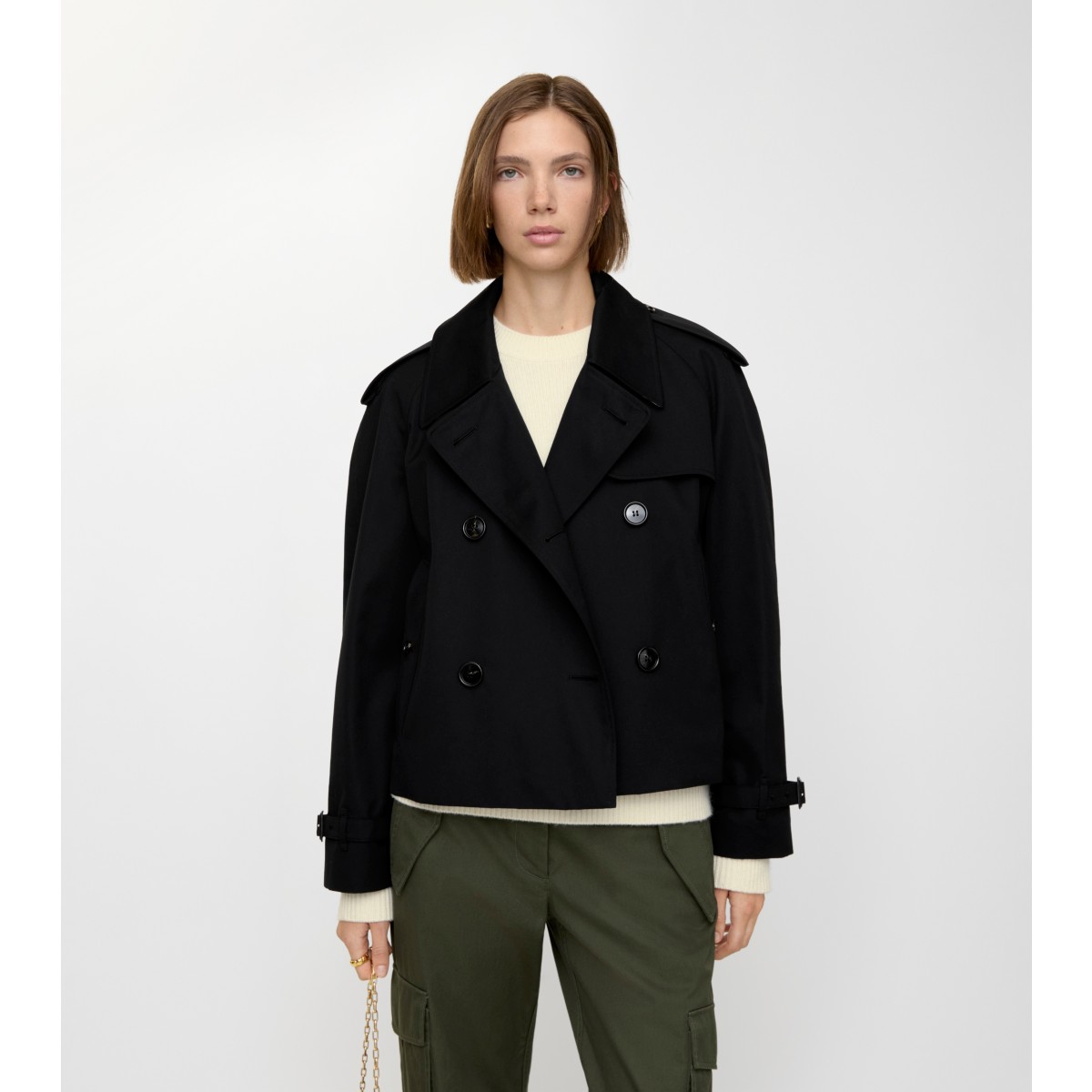  Check Cropped Gabardine Mayfair Trench Jacket