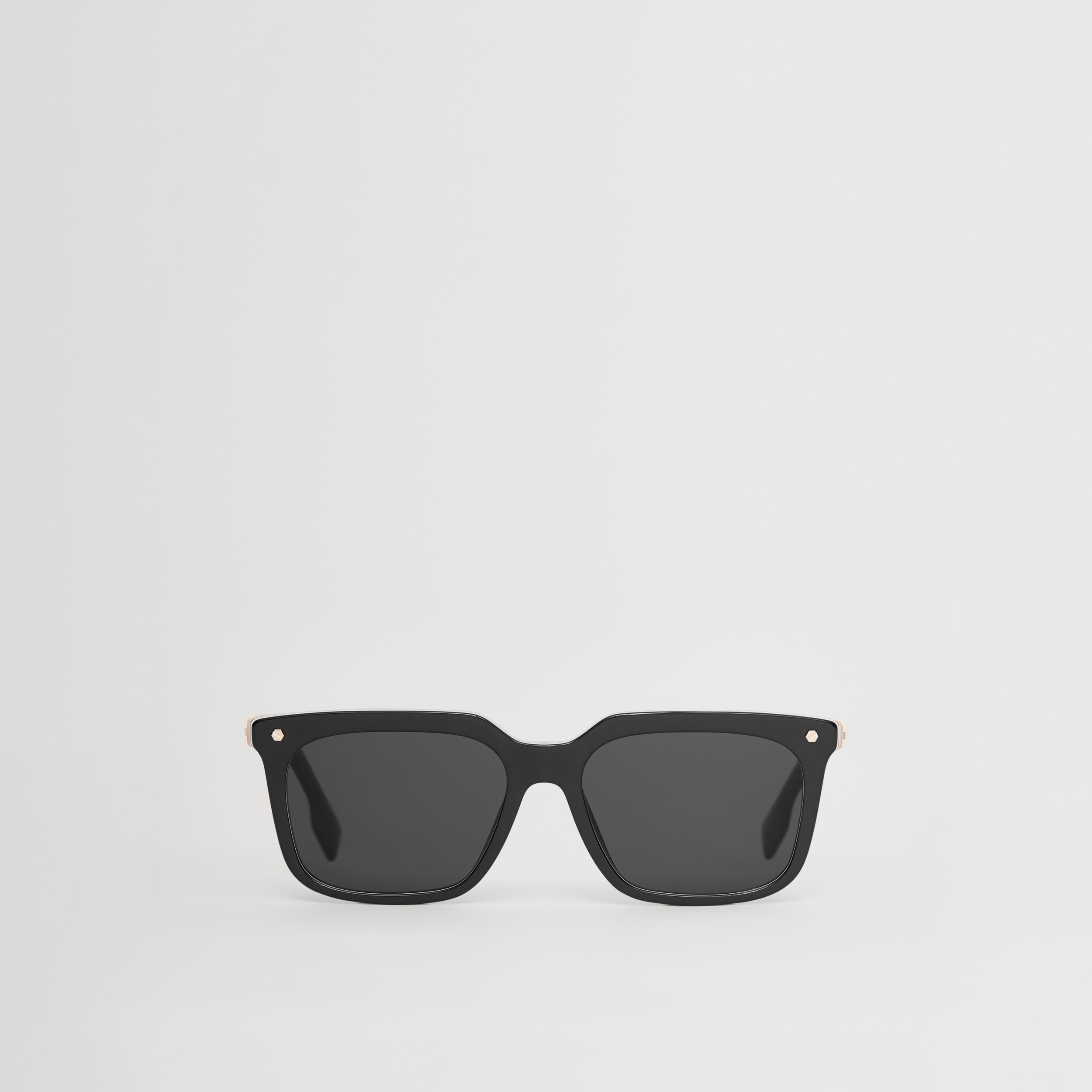 Stripe Detail Square Frame Sunglasses in Black | Burberry® Official - 1