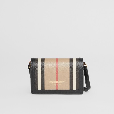 Icon Stripe Card Case with Detachable Strap in Archive Beige 