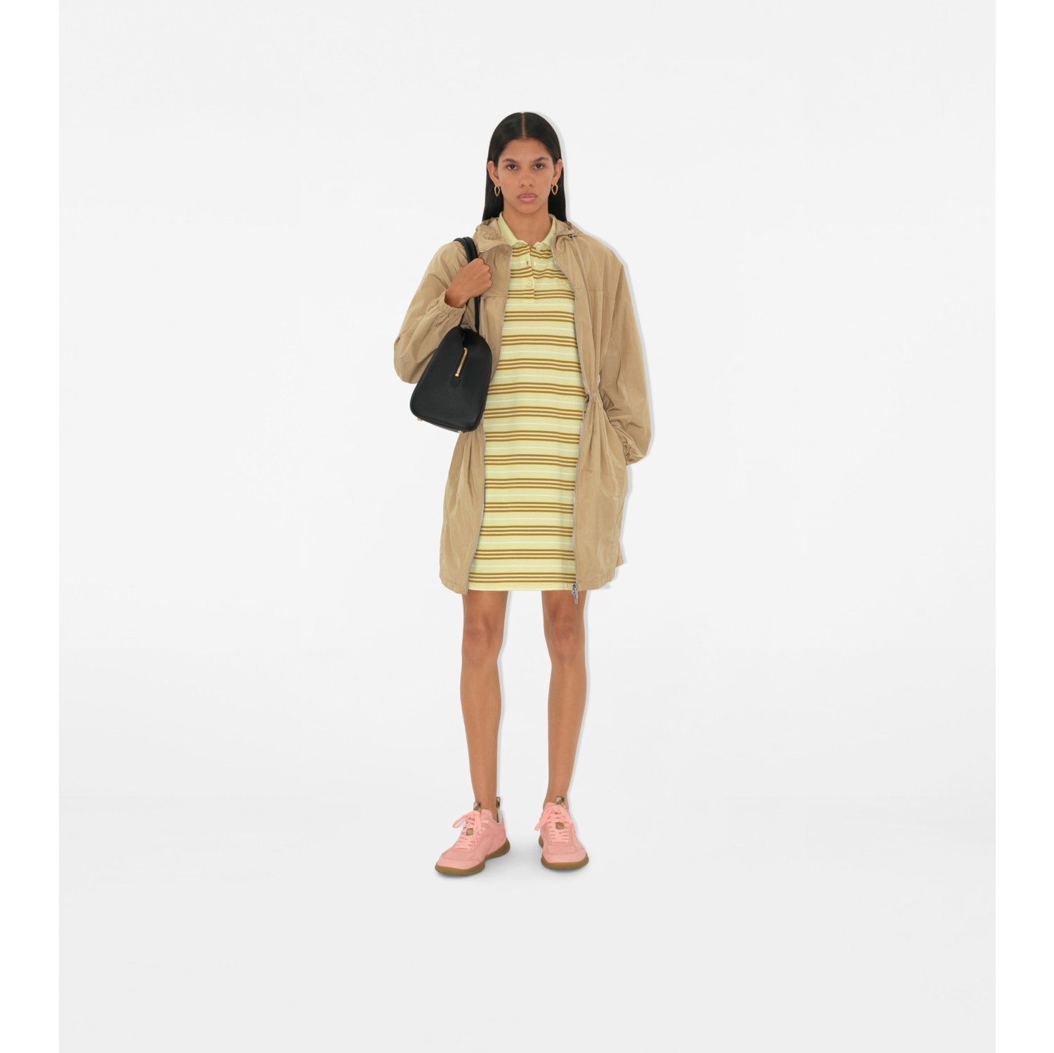 Striped Cotton Polo Shirt Dress