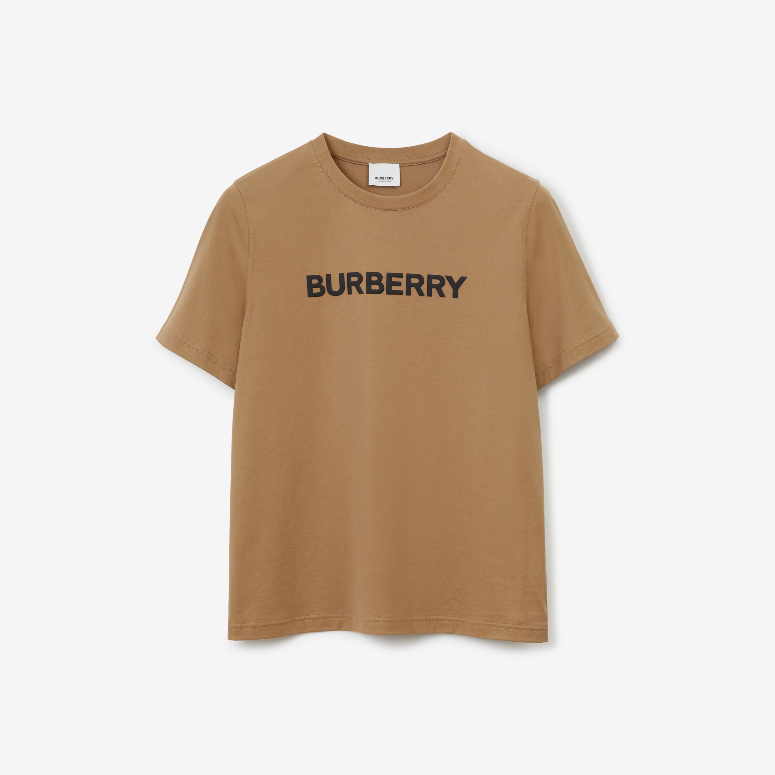 Camiseta de algodão com estampa de logotipo (Camel) - Mulheres | Burberry® oficial - 1